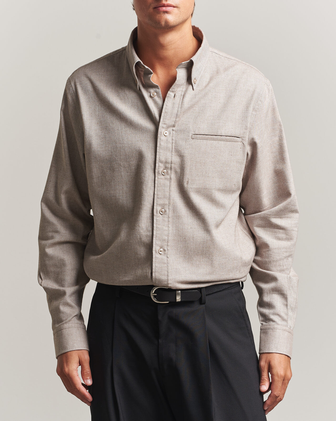 Hombres | Camisas | Filippa K | Zack Flannel Shirt Mid Brown