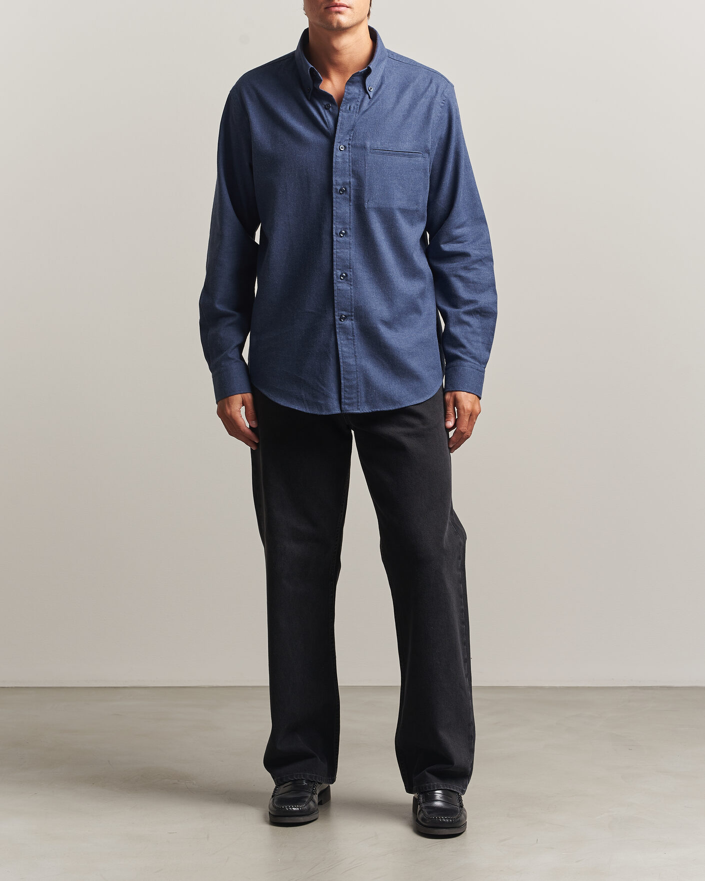 Hombres | Camisas | Filippa K | Zack Flannel Shirt Navy