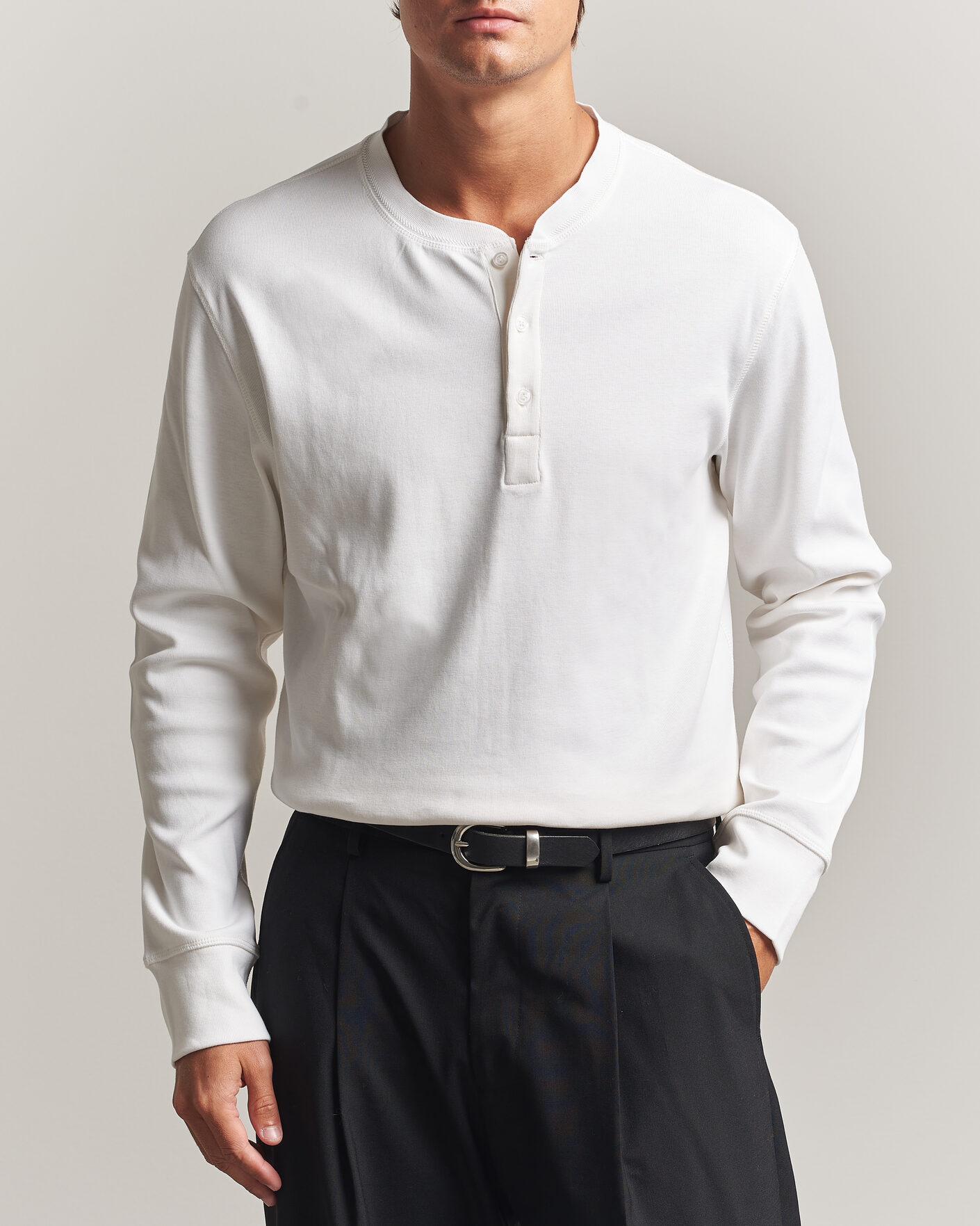 Hombres | Jerséis y prendas de punto | Filippa K | Cotton Rib Henley White