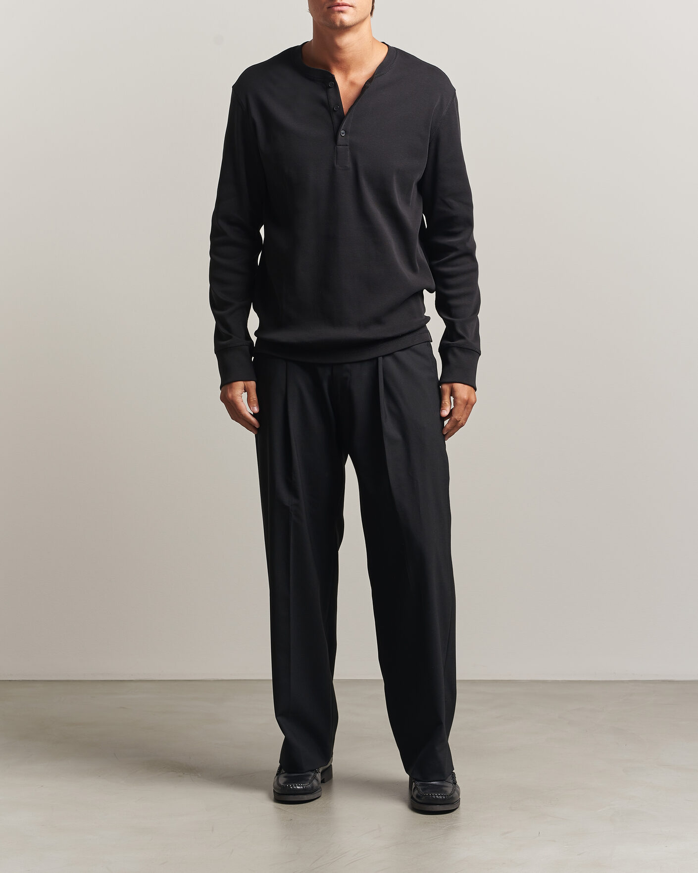 Hombres | Jerséis y prendas de punto | Filippa K | Cotton Rib Henley Black
