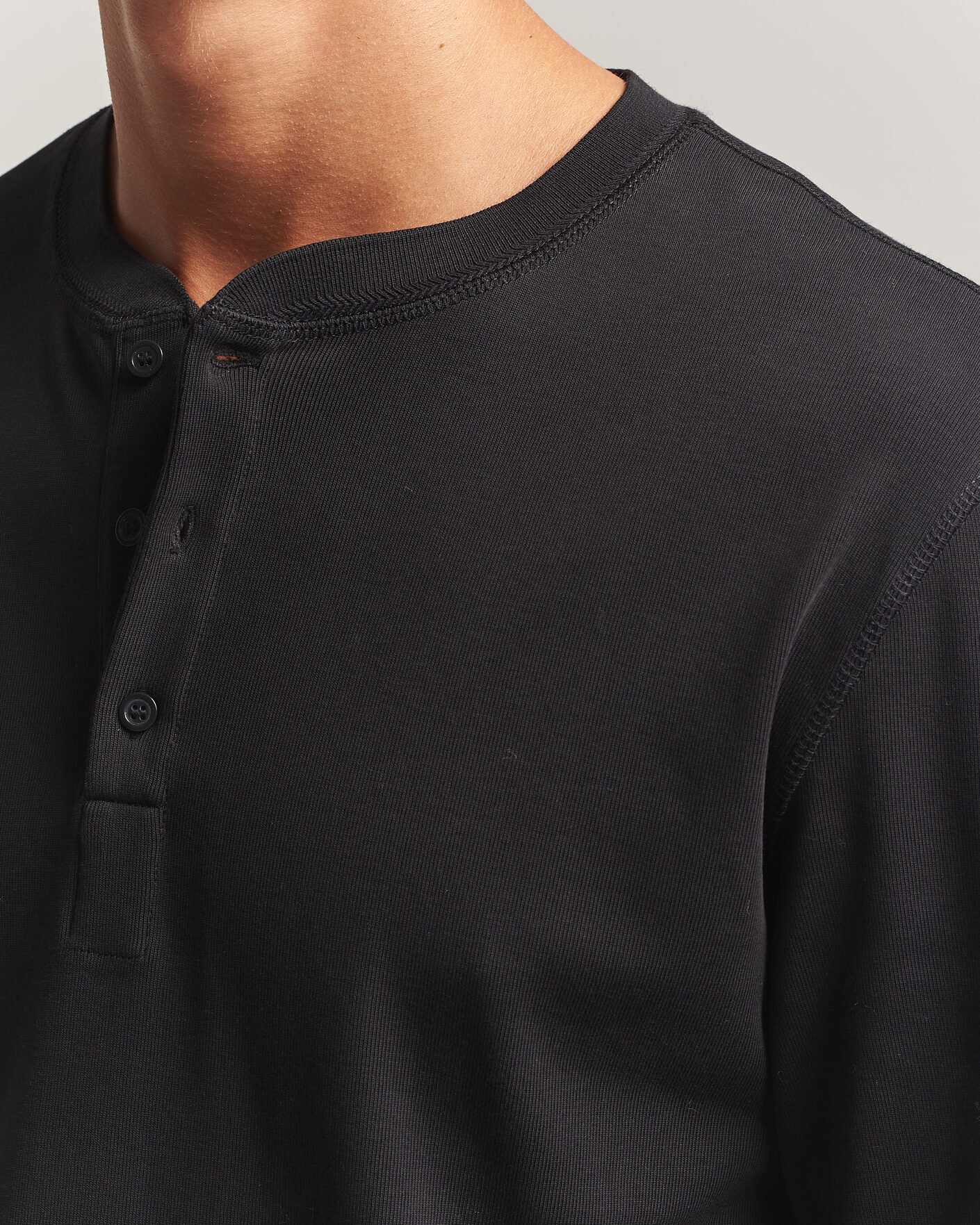 Hombres | Jerséis y prendas de punto | Filippa K | Cotton Rib Henley Black