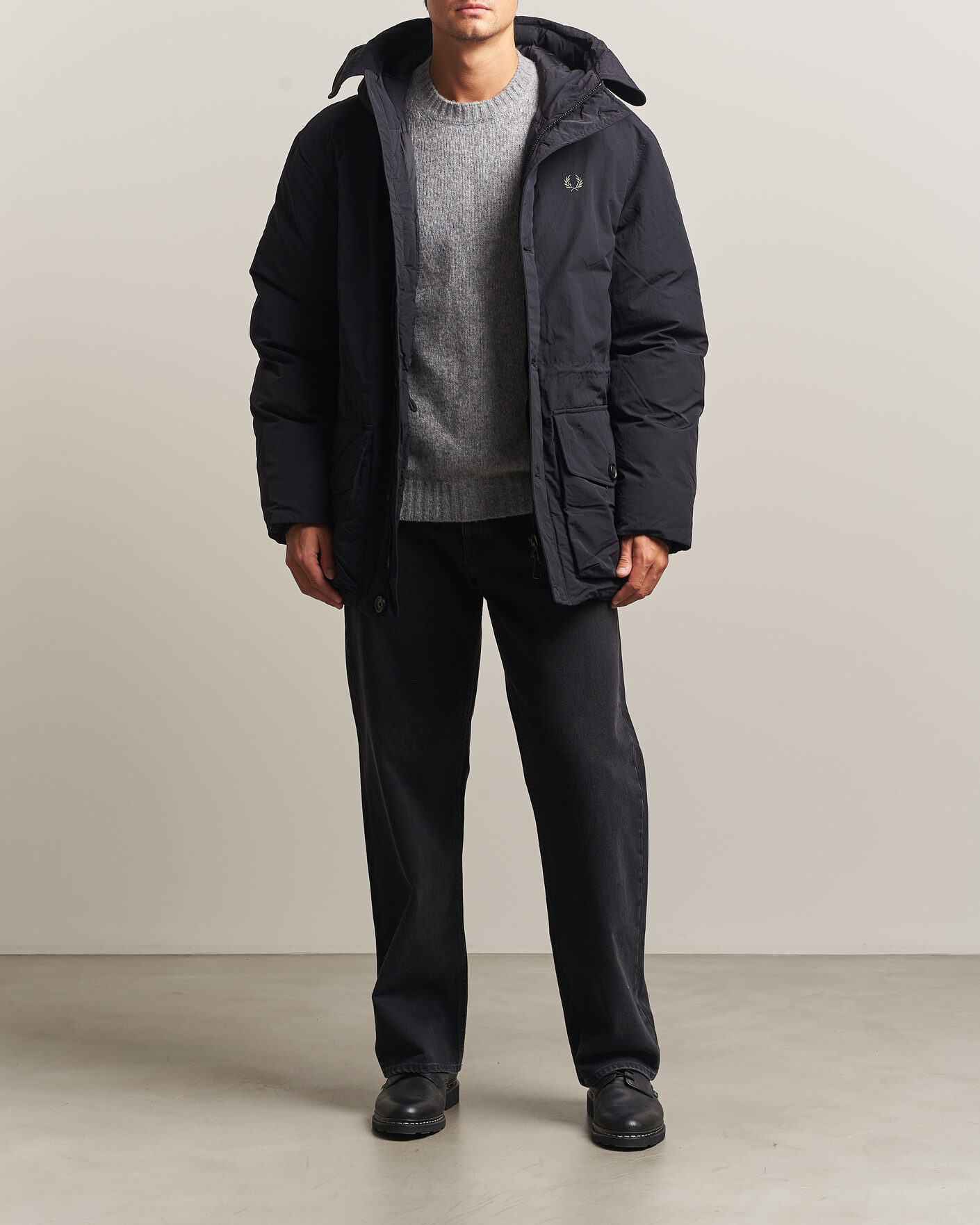 Hombres | Abrigos y chaquetas | Fred Perry | Padded Patch Pocket Parka Black