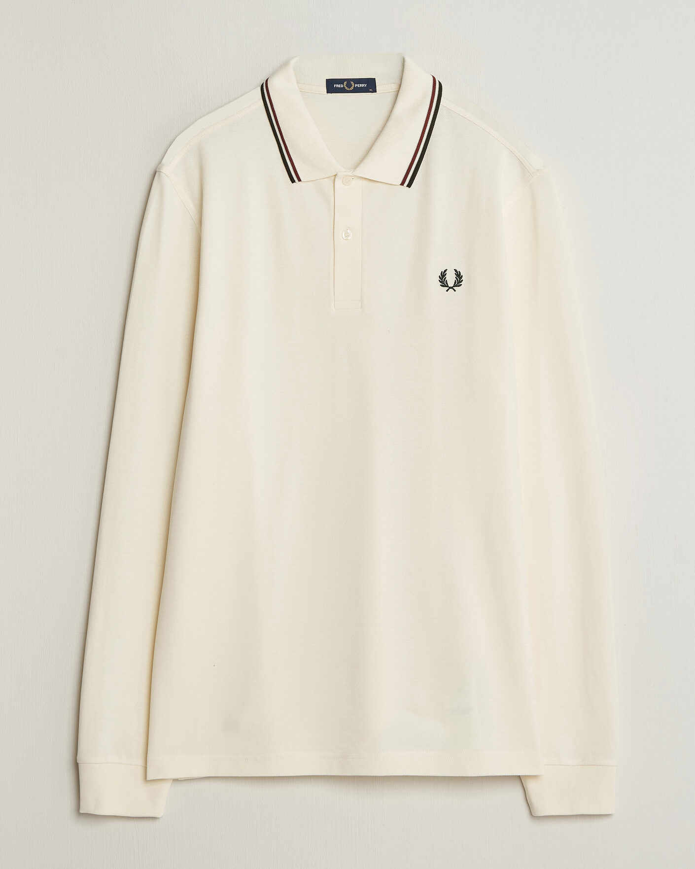 Hombres | Polos | Fred Perry | Twin Tipped Long Sleeve Polo Shirt Ecru