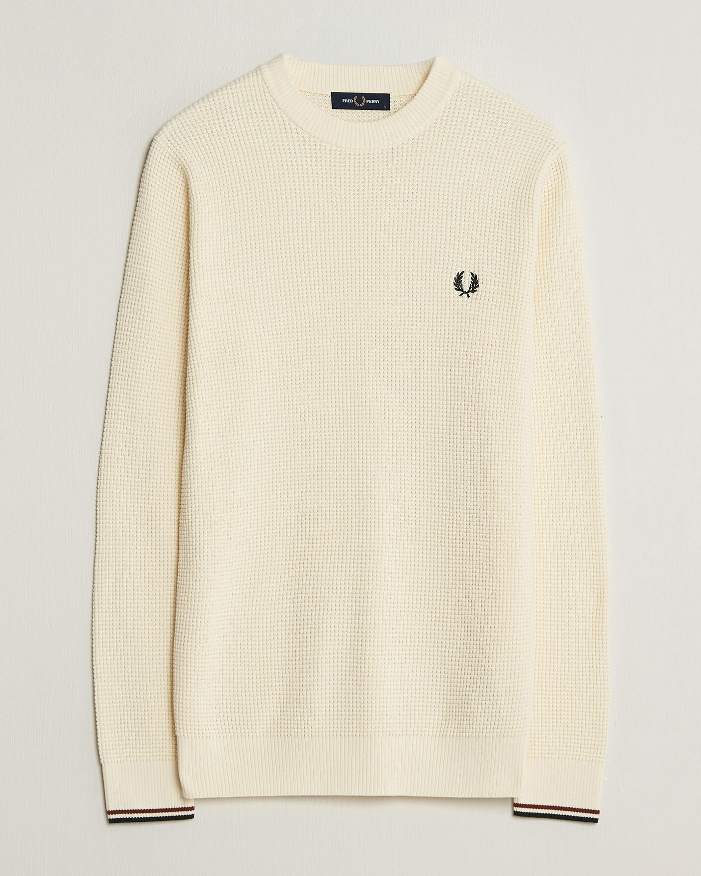 Hombres | Jerséis y prendas de punto | Fred Perry | Waffle Stitch Jumper Ecru