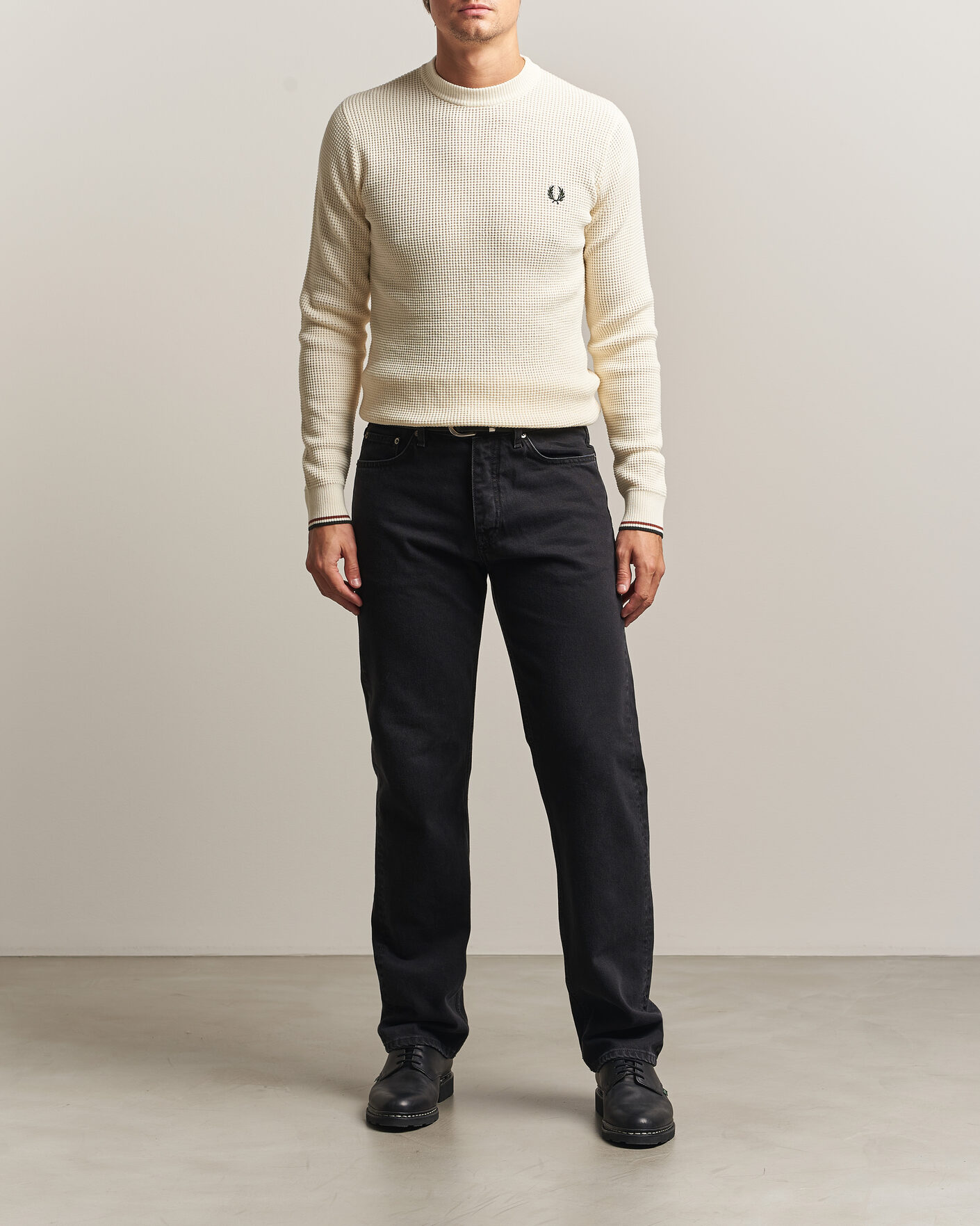Hombres | Jerséis y prendas de punto | Fred Perry | Waffle Stitch Jumper Ecru