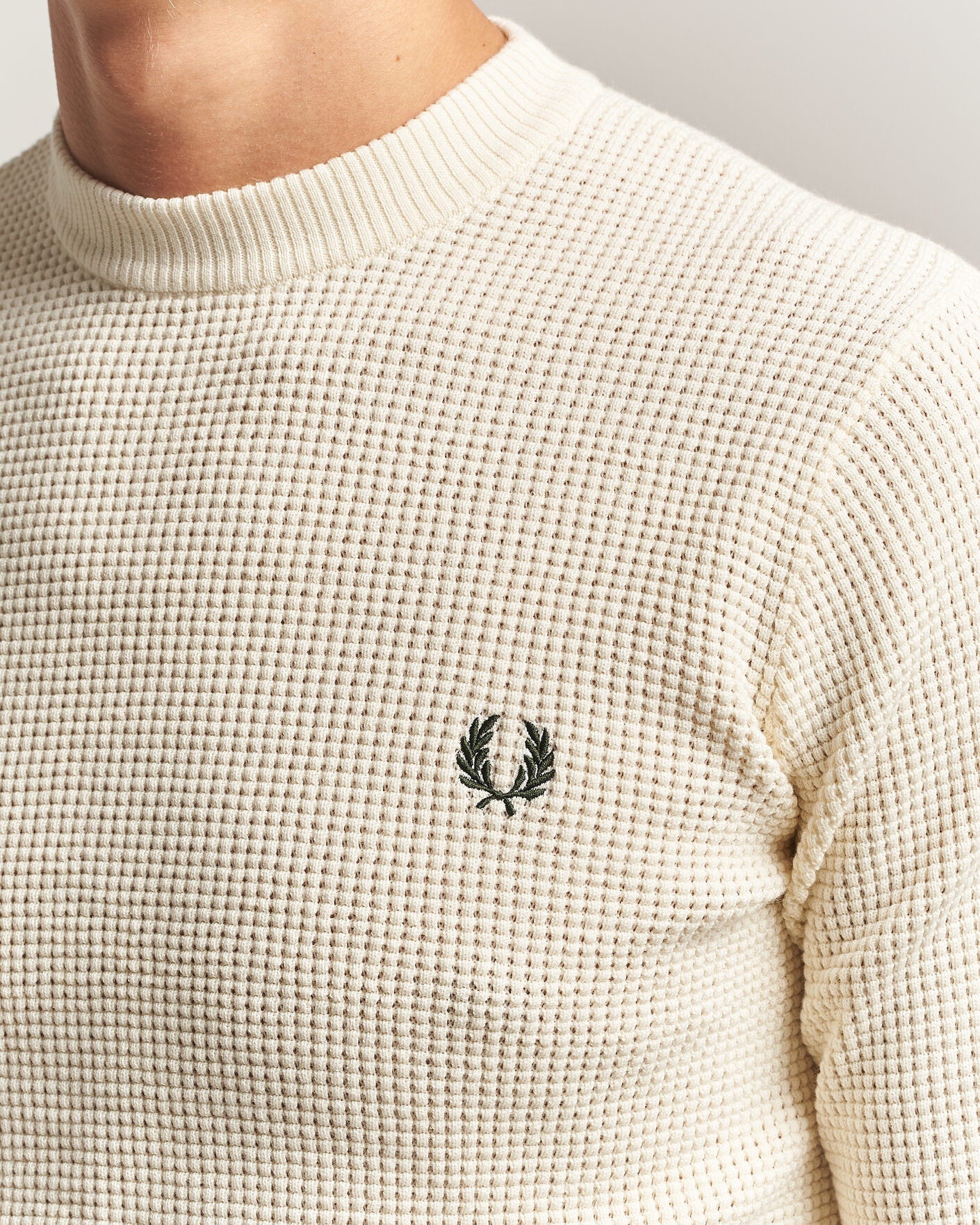 Hombres | Jerséis y prendas de punto | Fred Perry | Waffle Stitch Jumper Ecru