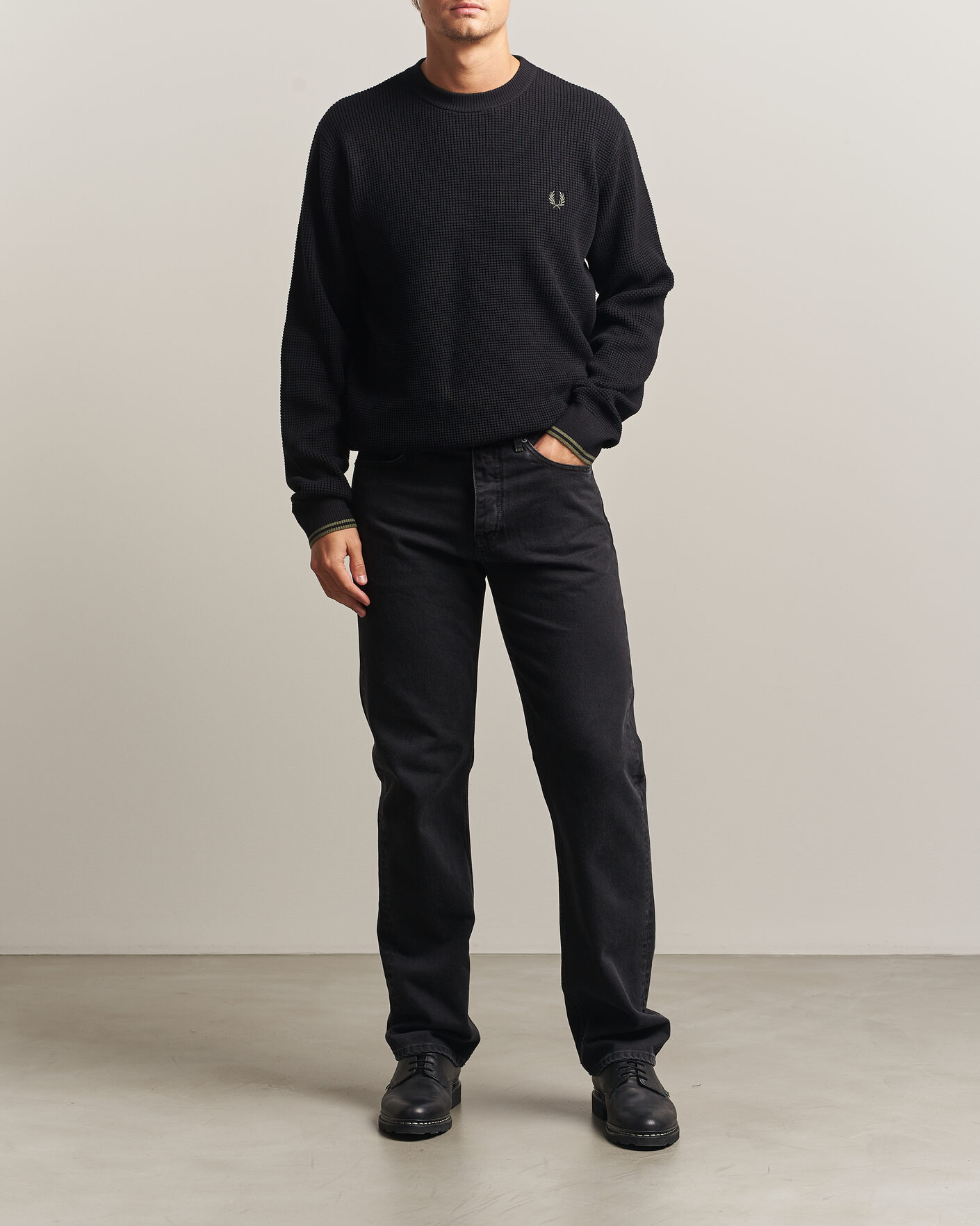 Hombres | Jerséis y prendas de punto | Fred Perry | Waffle Stitch Jumper Black