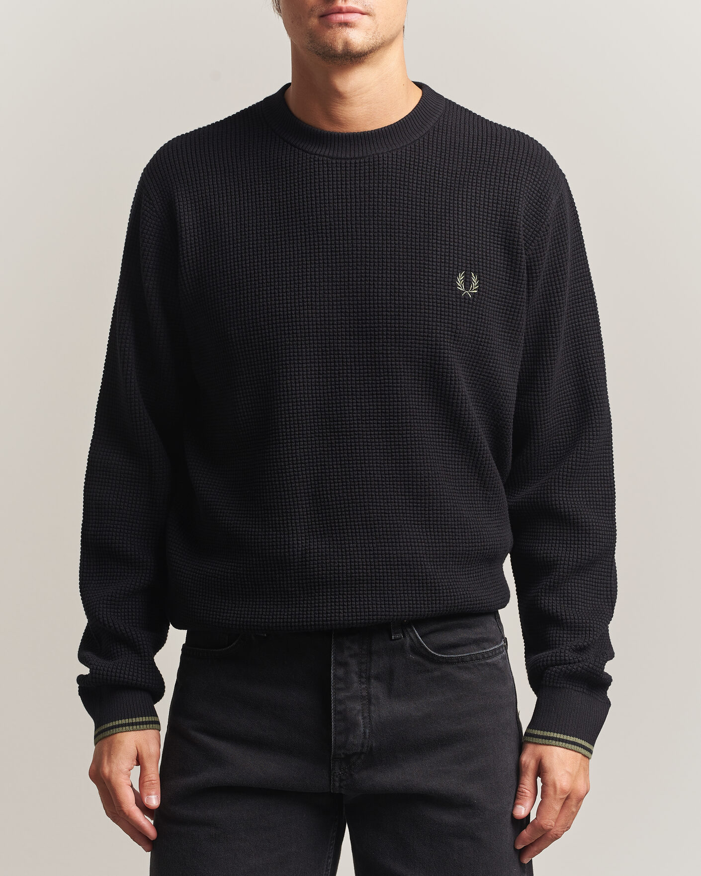 Hombres | Jerséis y prendas de punto | Fred Perry | Waffle Stitch Jumper Black