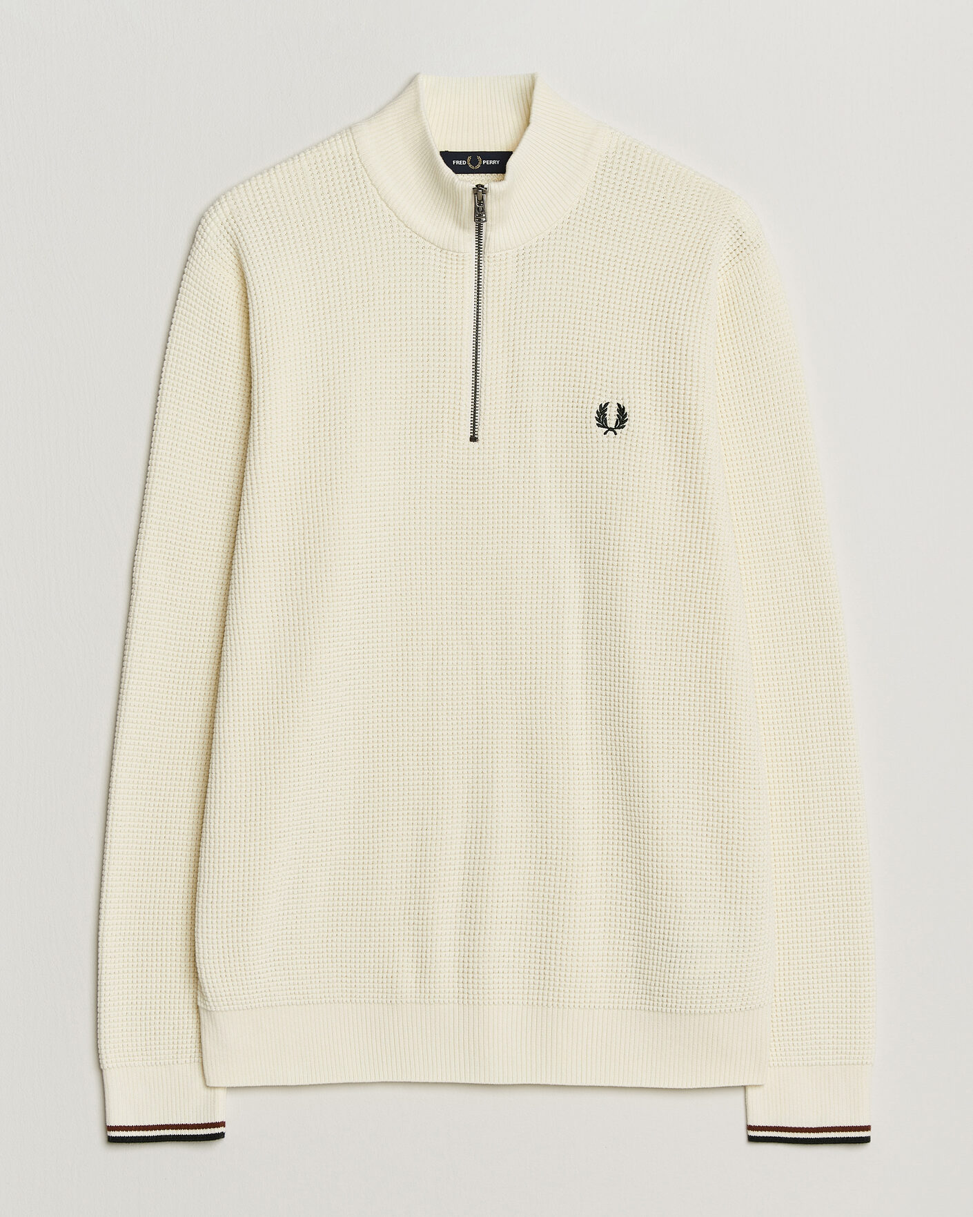 Hombres | Jerséis y prendas de punto | Fred Perry | Waffle Stitch Half Zip Ecru
