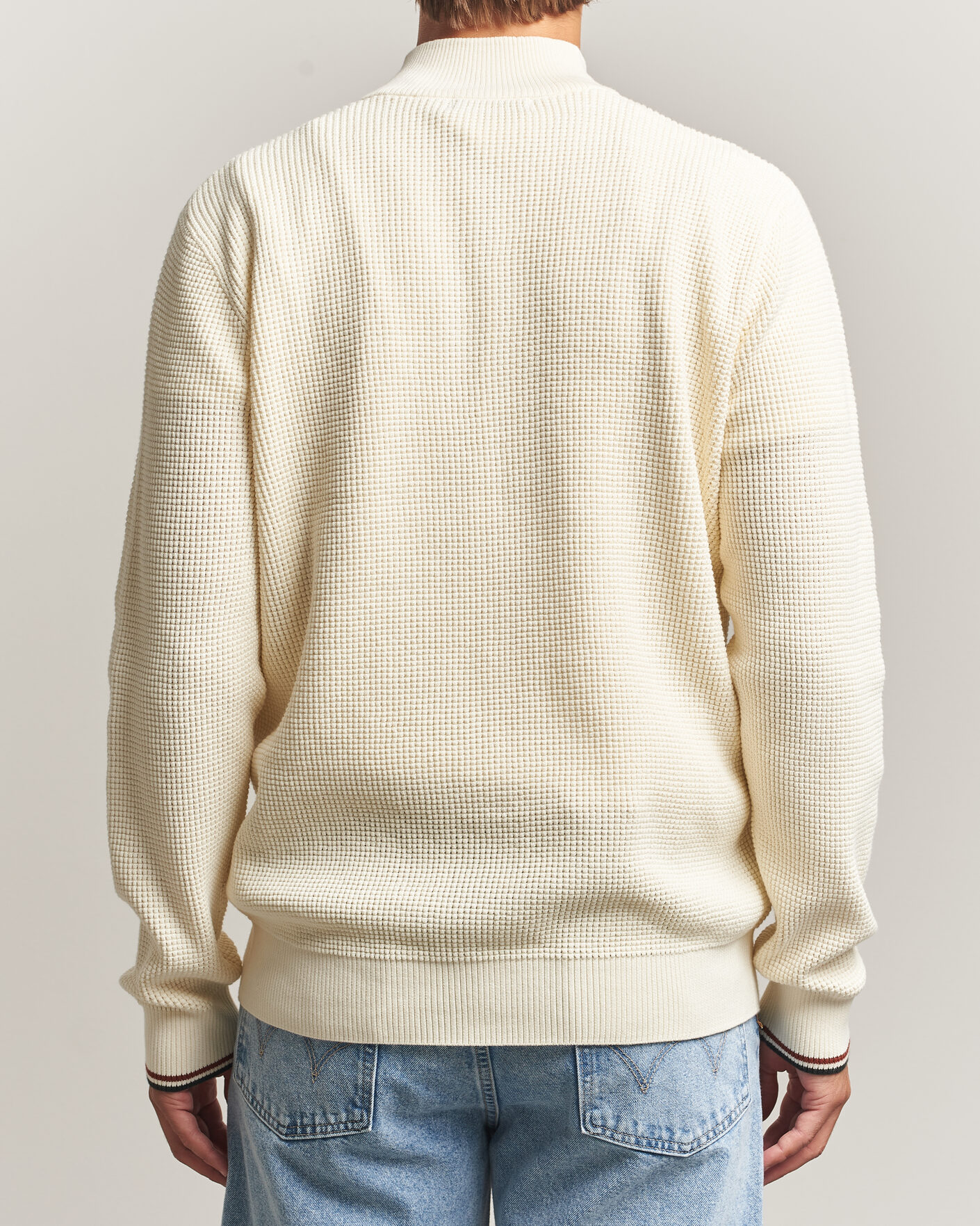 Hombres | Jerséis y prendas de punto | Fred Perry | Waffle Stitch Half Zip Ecru