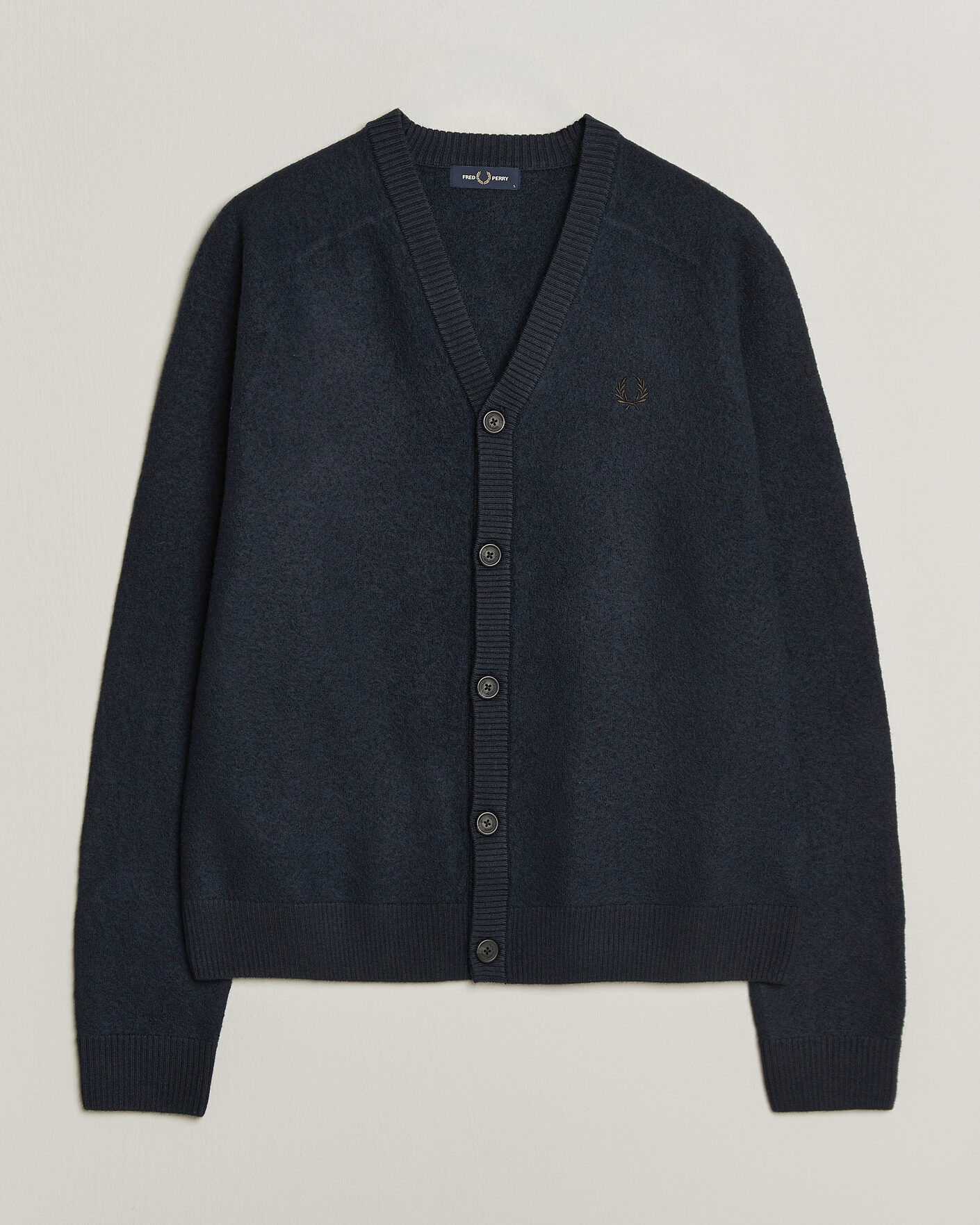 Hombres | Jerséis y prendas de punto | Fred Perry | Wool Saddle Sleeve Cardigan Navy