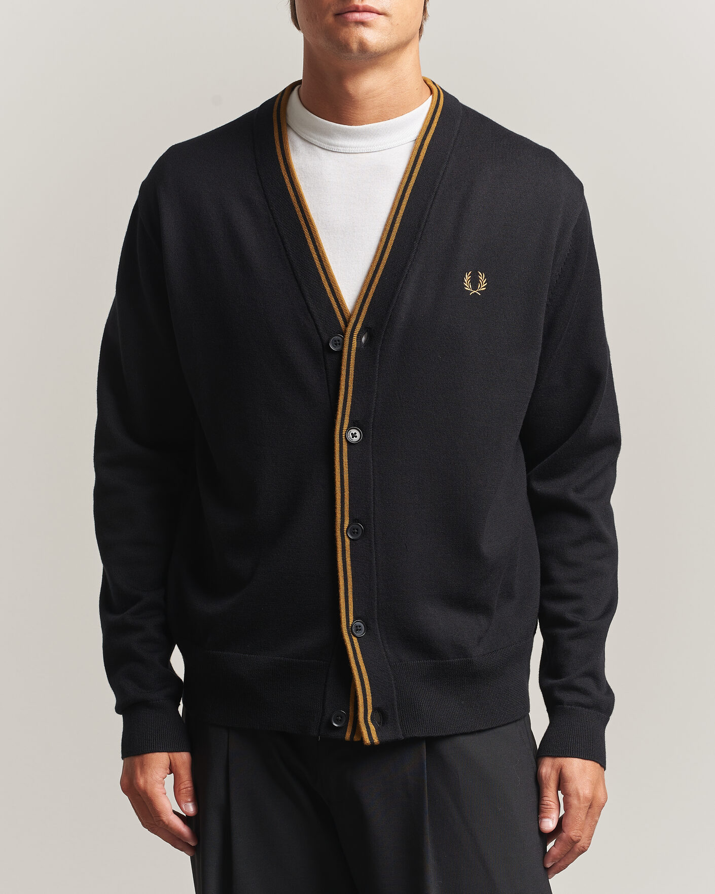 Hombres | Jerséis y prendas de punto | Fred Perry | Classic Knitted Cardigan Black