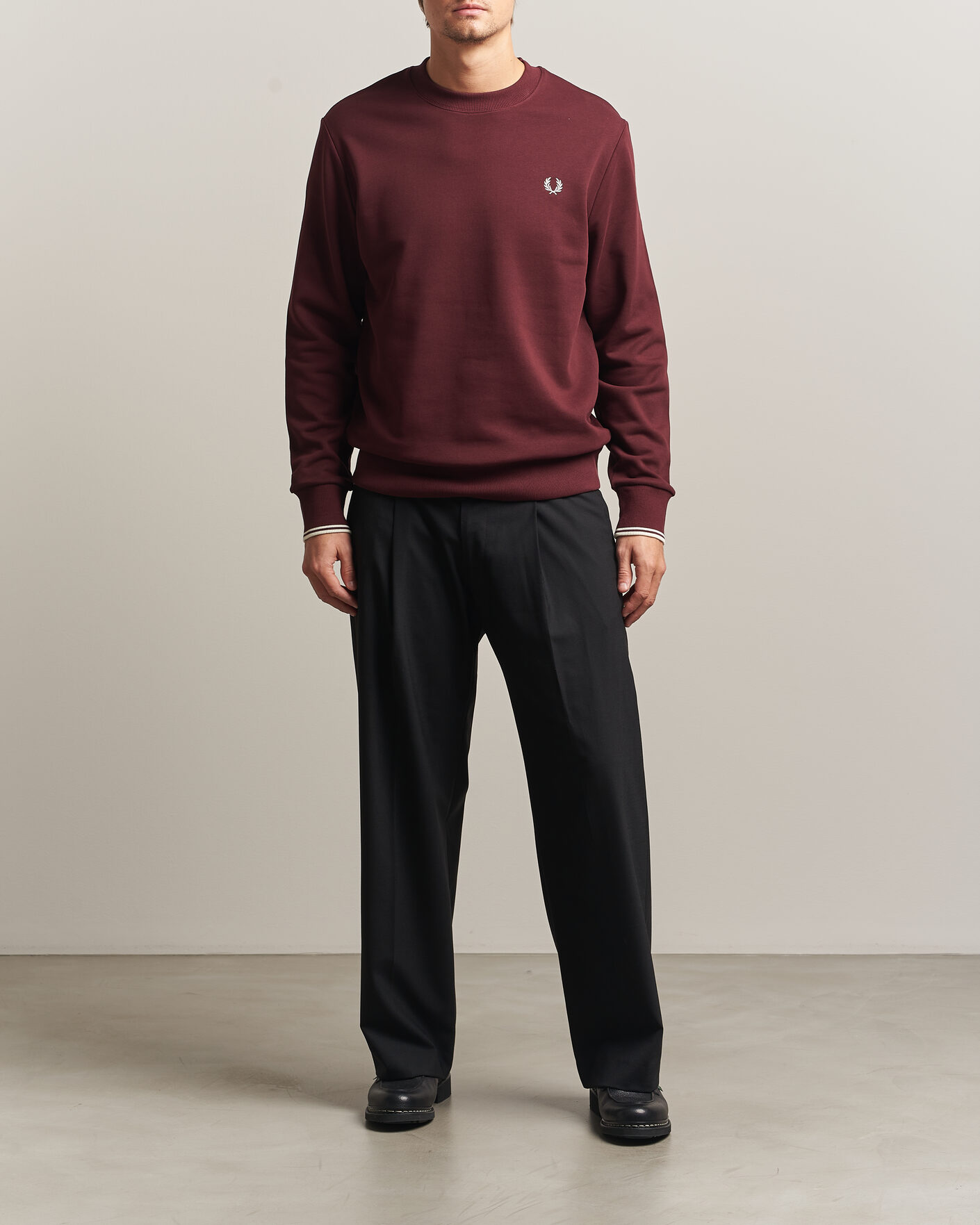 Hombres | Jerséis y prendas de punto | Fred Perry | Crew Neck Sweatshirt Oxblood