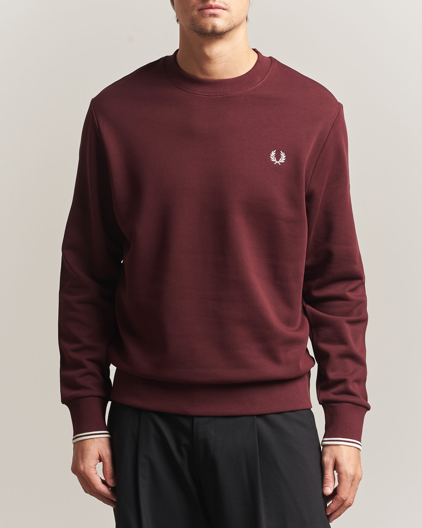Hombres | Jerséis y prendas de punto | Fred Perry | Crew Neck Sweatshirt Oxblood
