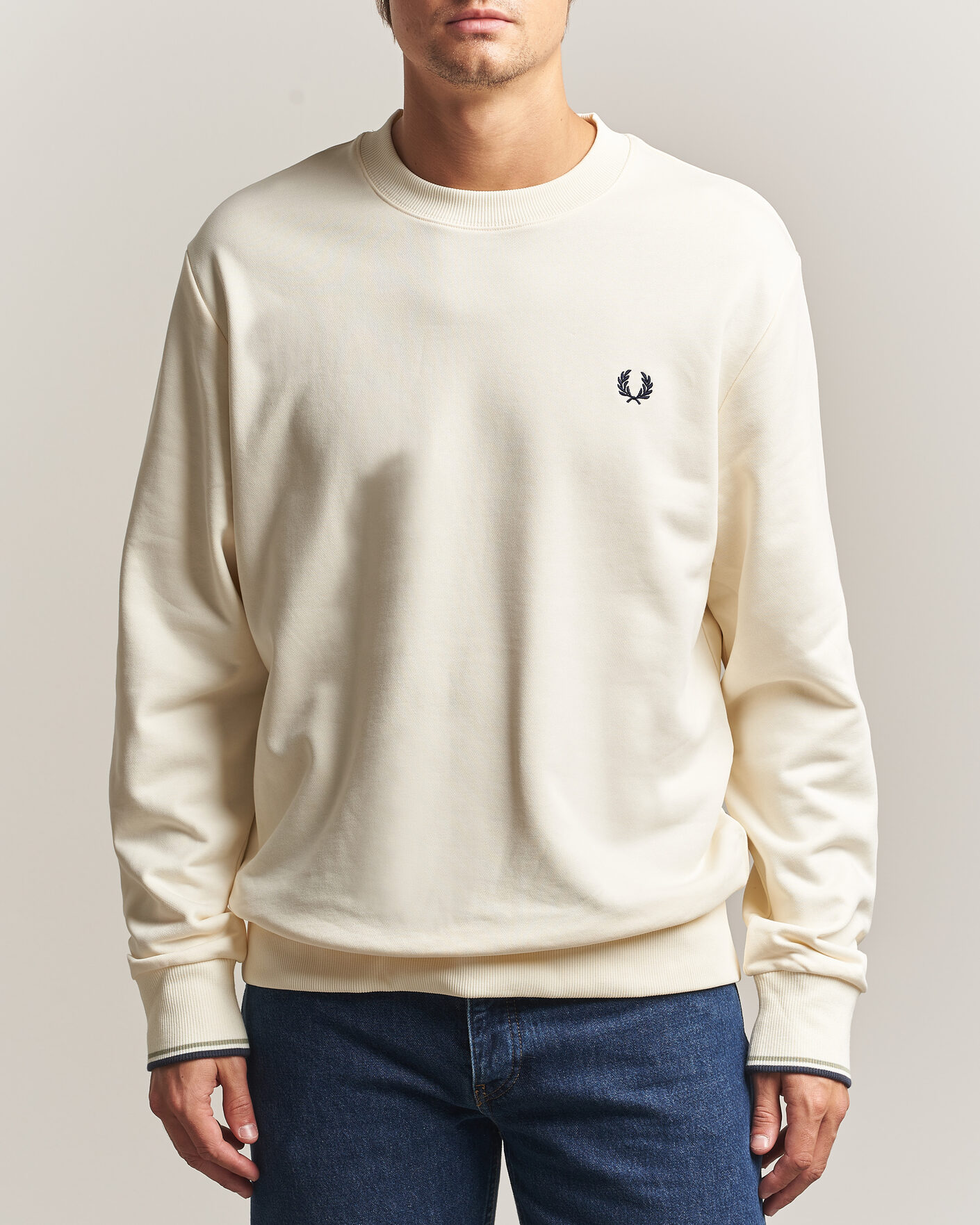 Hombres | Jerséis y prendas de punto | Fred Perry | Crew Neck Sweatshirt Ecru