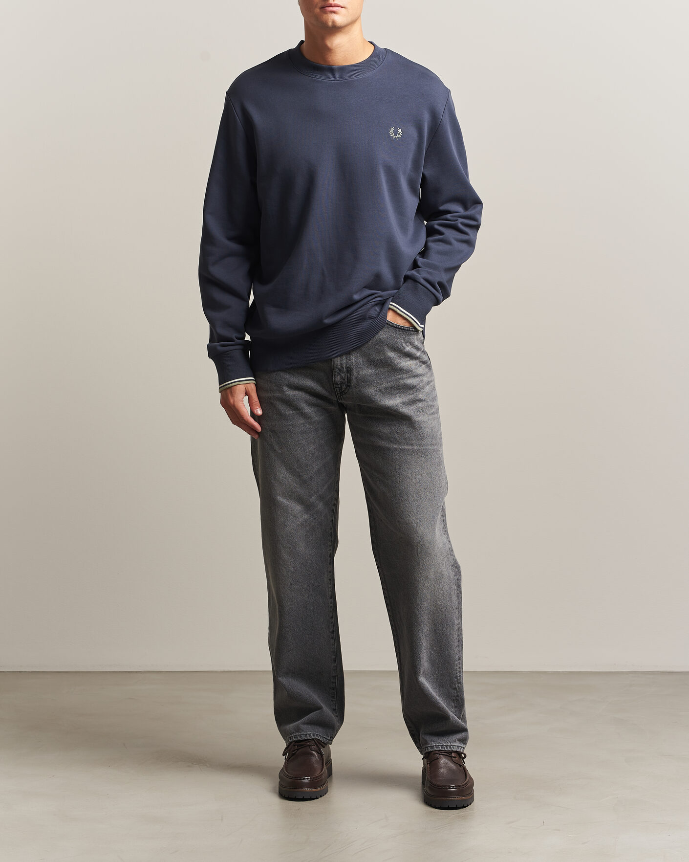 Hombres | Jerséis y prendas de punto | Fred Perry | Crew Neck Sweatshirt Dark Airforce