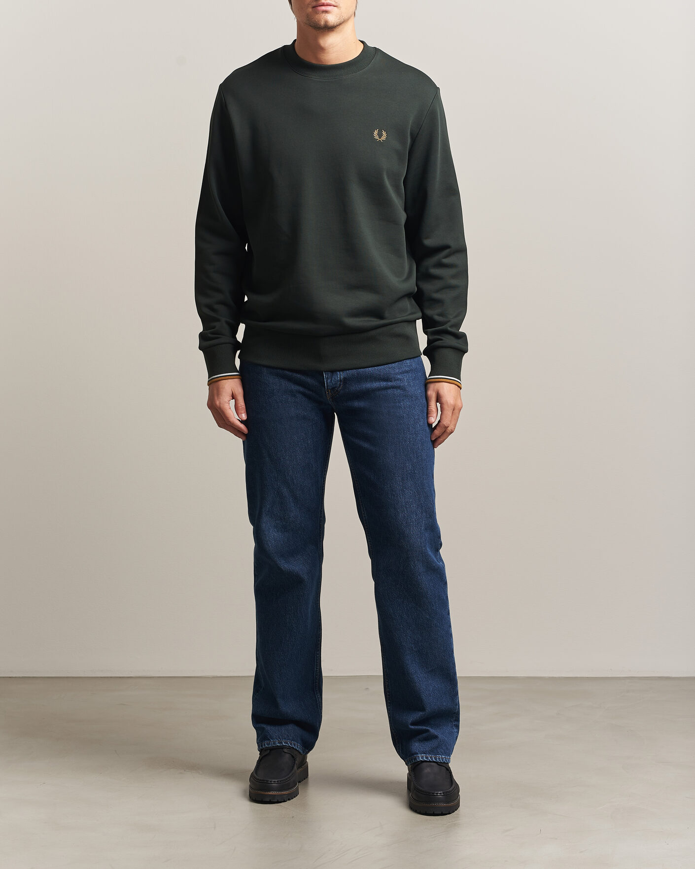 Hombres | Jerséis y prendas de punto | Fred Perry | Crew Neck Sweatshirt Night Green
