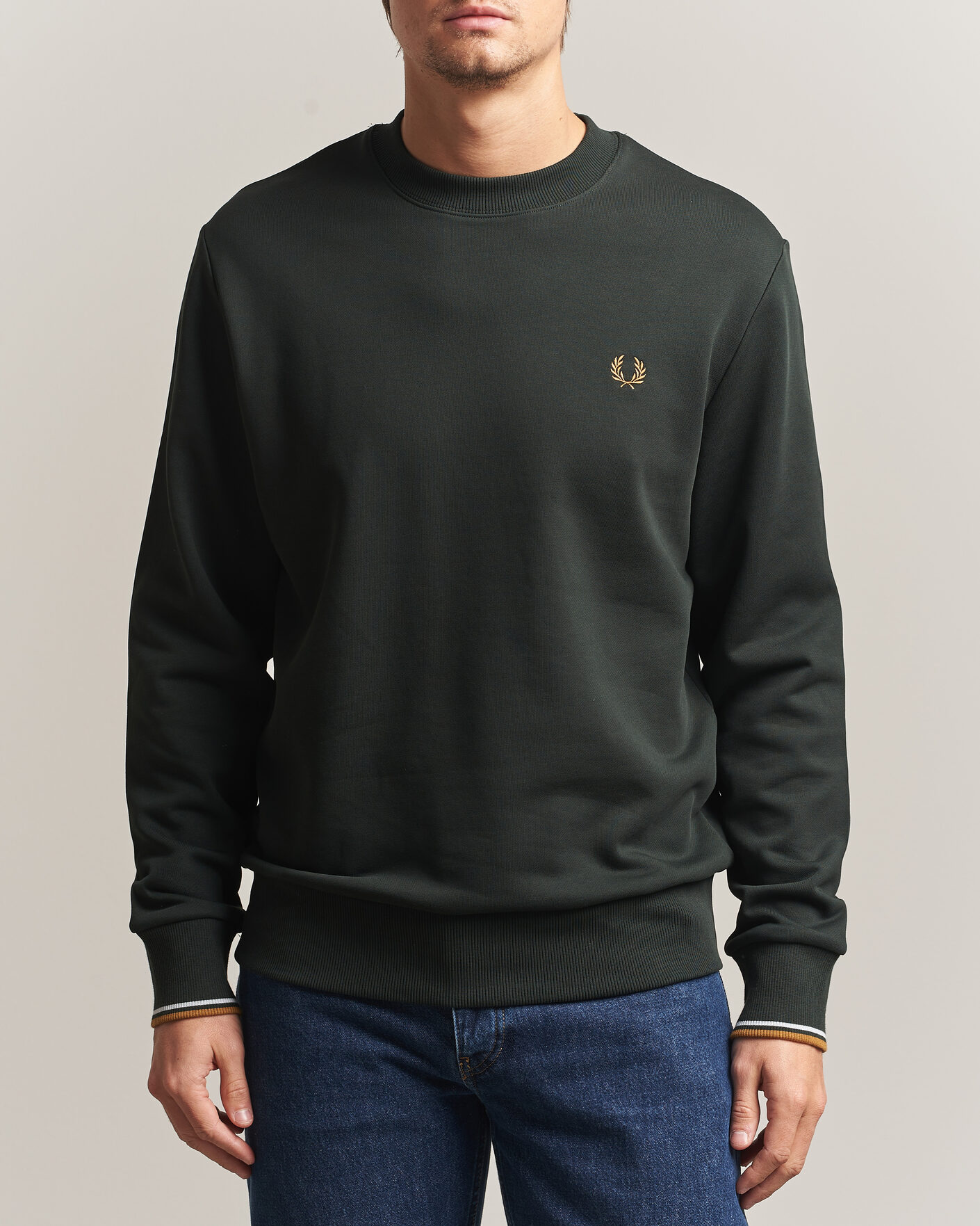 Hombres | Jerséis y prendas de punto | Fred Perry | Crew Neck Sweatshirt Night Green