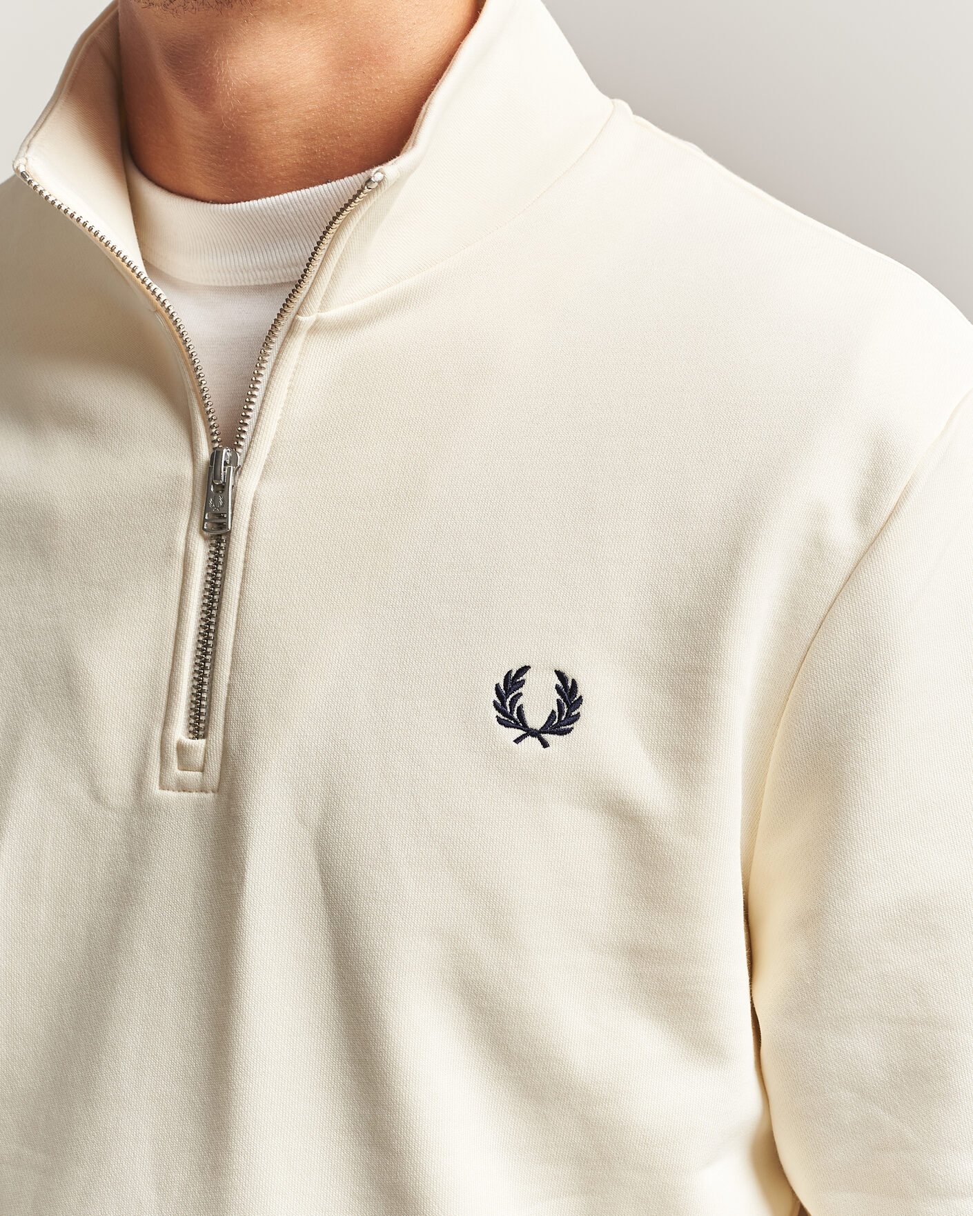 Hombres | Jerséis y prendas de punto | Fred Perry | Half Zip Sweatshirt Ecru