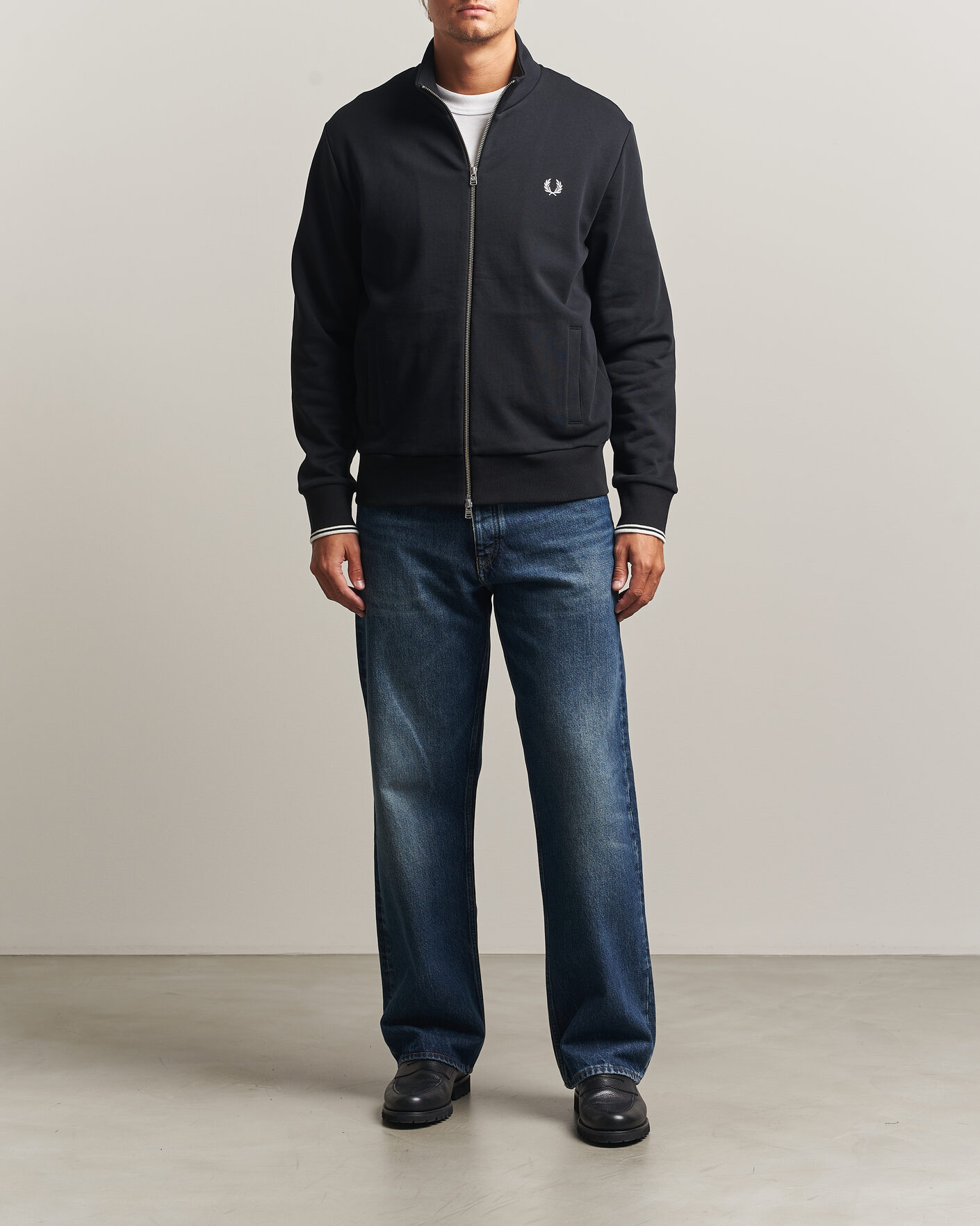 Hombres | Jerséis y prendas de punto | Fred Perry | Full Zip Sweatshirt Black