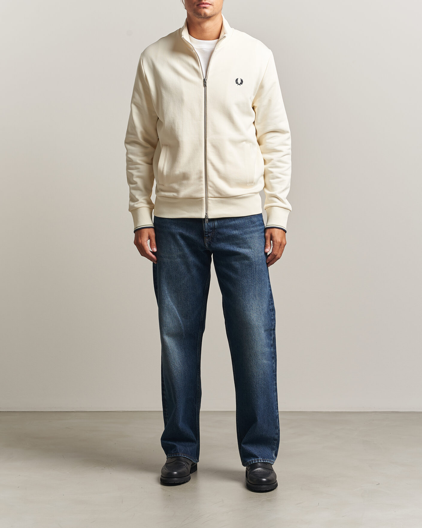 Hombres | Jerséis y prendas de punto | Fred Perry | Full Zip Sweatshirt Ecru