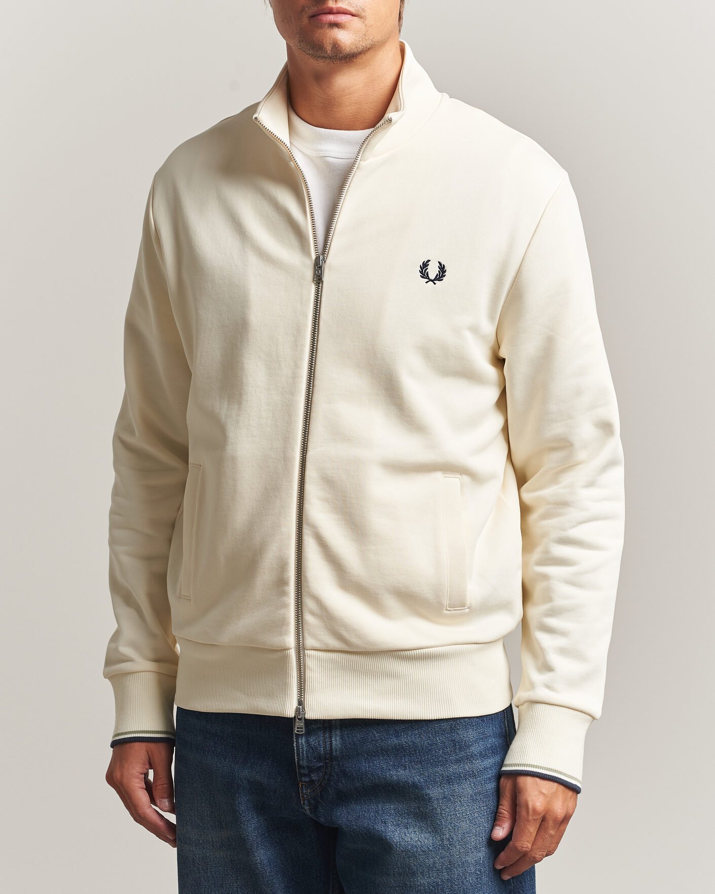 Hombres | Jerséis y prendas de punto | Fred Perry | Full Zip Sweatshirt Ecru