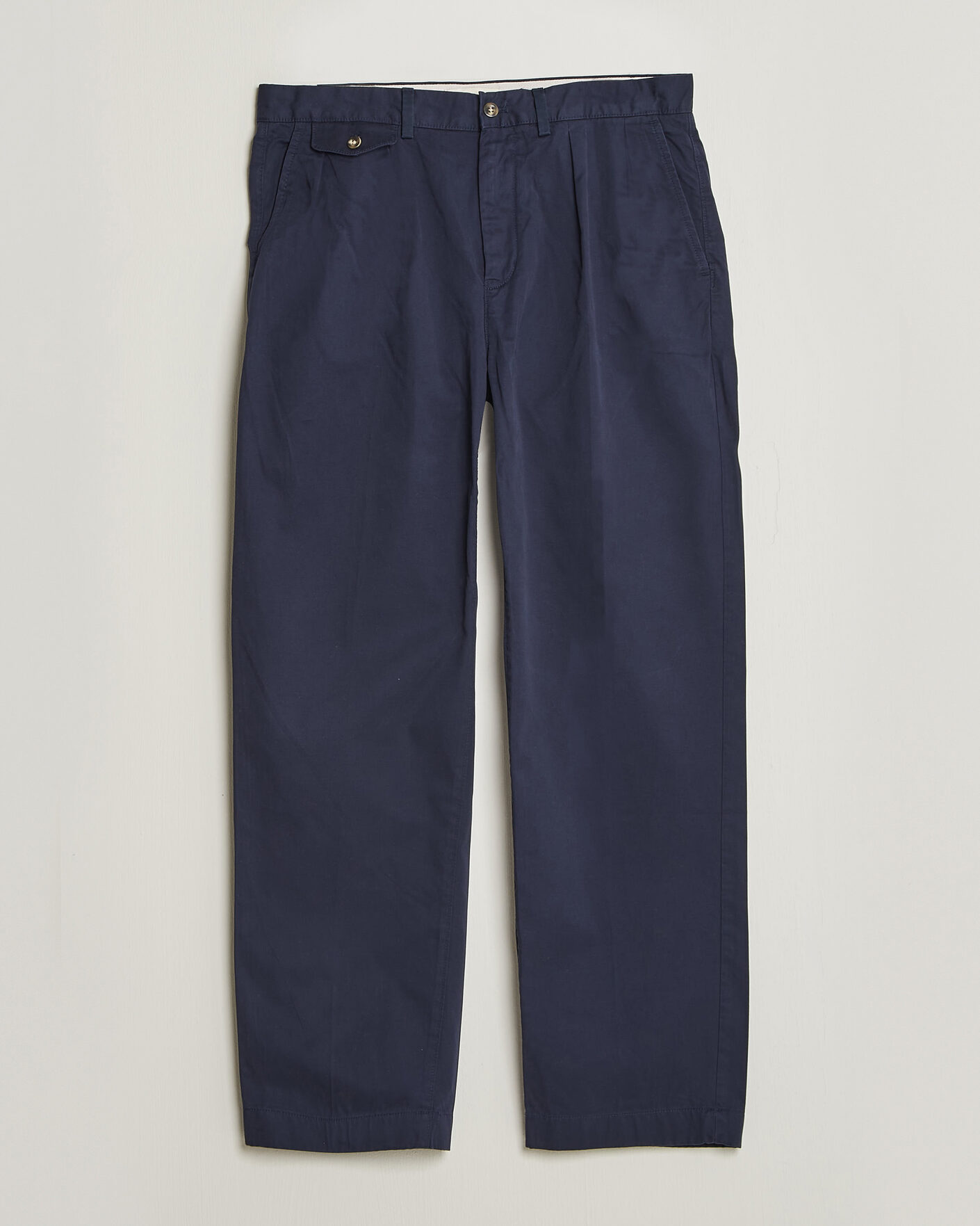 Hombres | Pantalones | Gant | Relaxed Fit Pleated Cotton Twill Pants Evening Blue