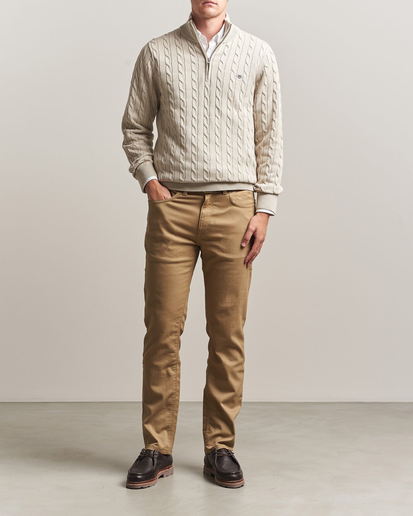 Hombres | Pantalones | Gant | Regular Fit Soft Twill 5-Pocket Pants Light Taupe