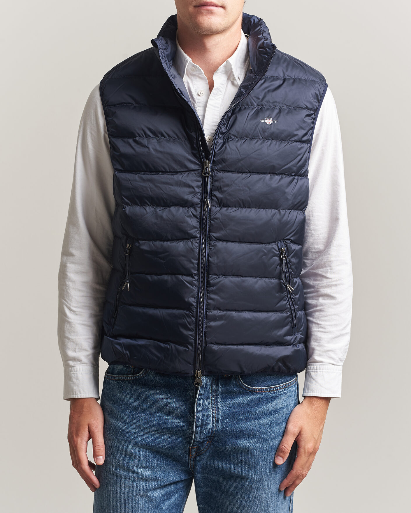Hombres | Chalecos | Gant | Light Down Vest Evening Blue