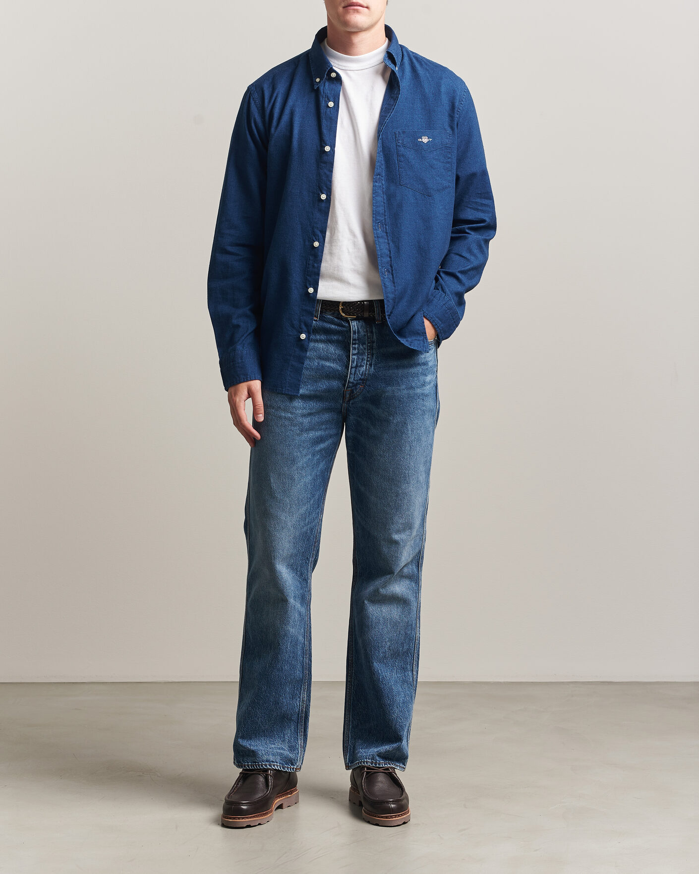 Hombres | Camisas | Gant | Regular Fit Indigo Oxford Shirt Dark Blue