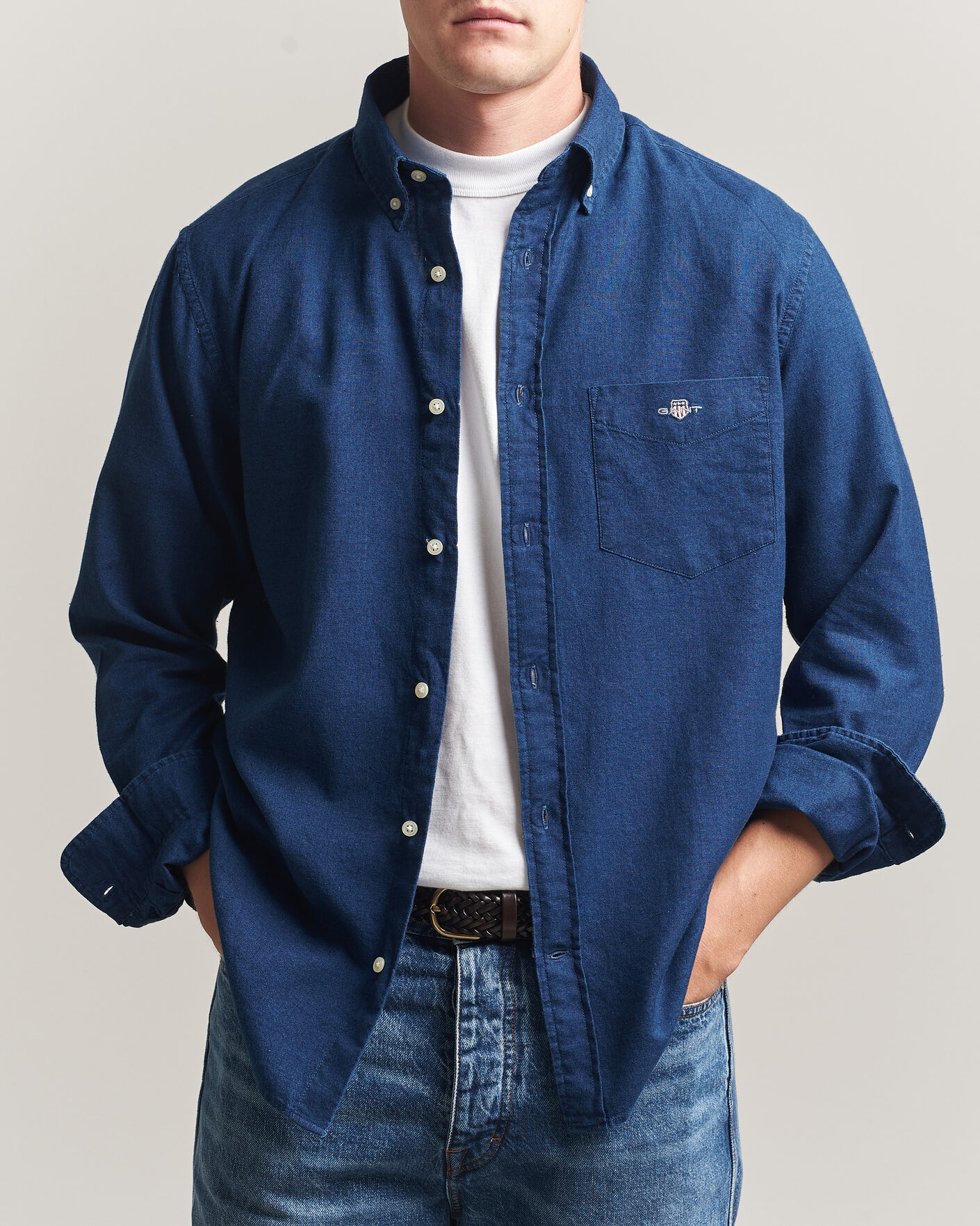 Hombres | Camisas | Gant | Regular Fit Indigo Oxford Shirt Dark Blue