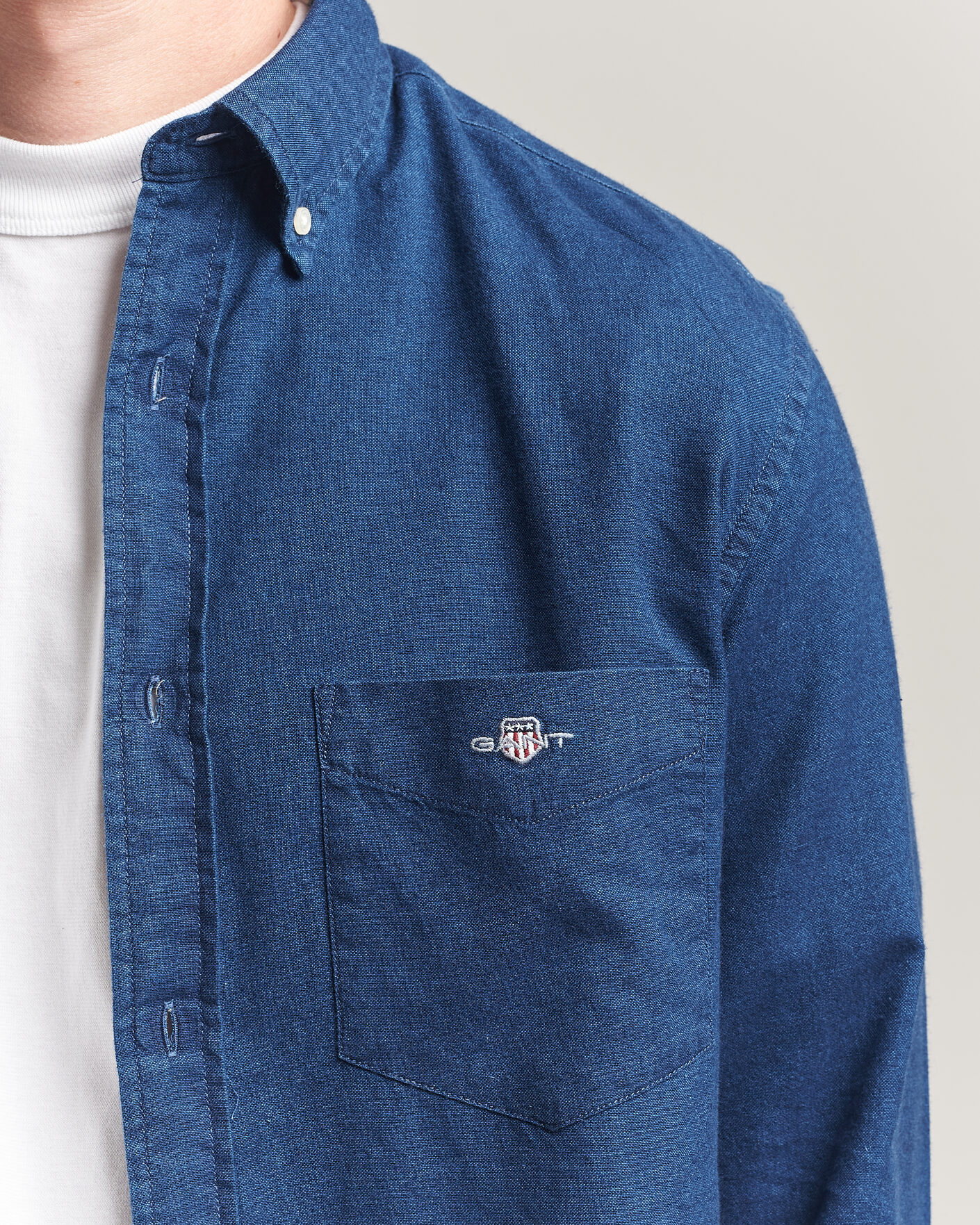 Hombres | Camisas | Gant | Regular Fit Indigo Oxford Shirt Dark Blue
