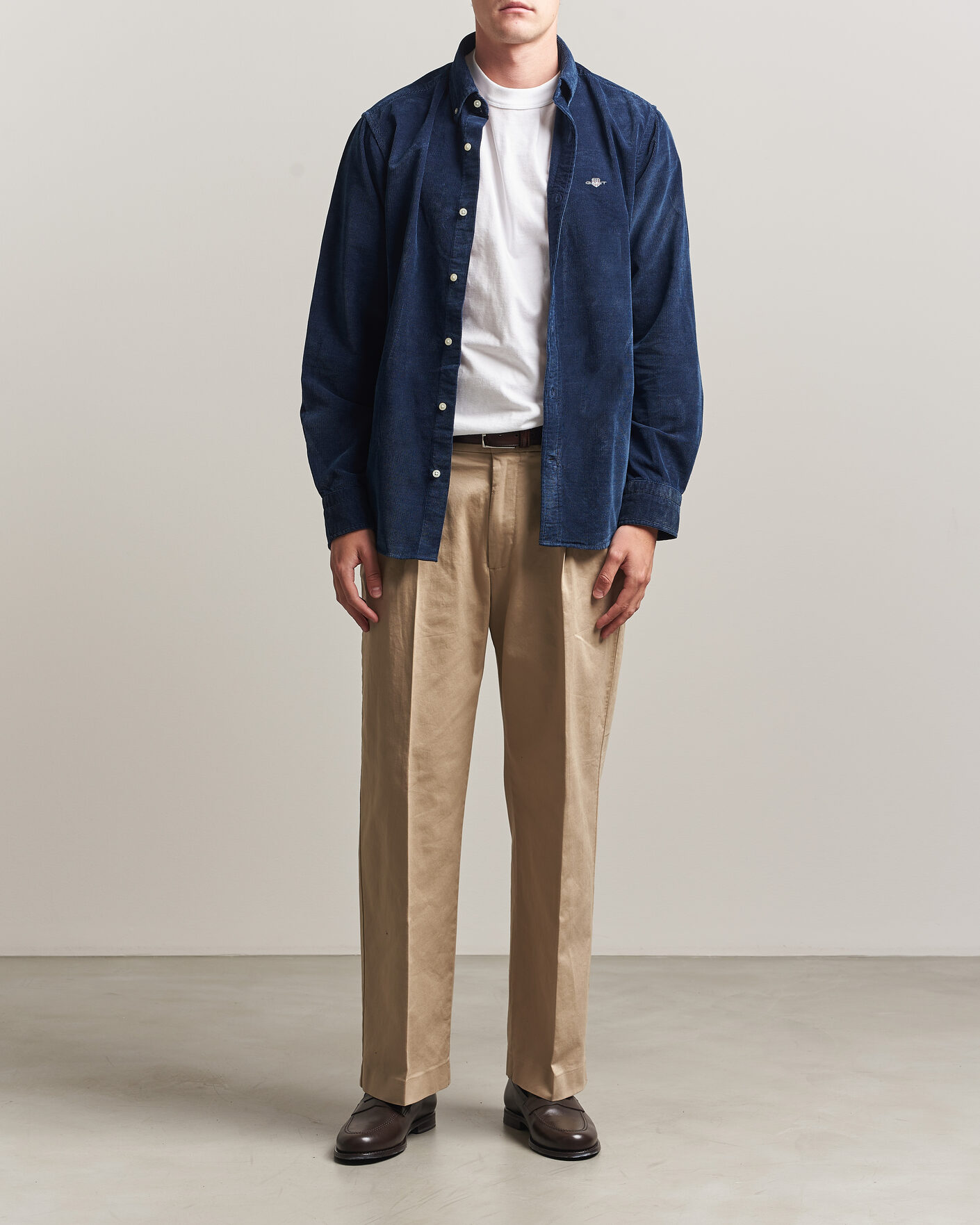 Hombres | Camisas | Gant | Indigo Corduroy Shirt Dark Blue