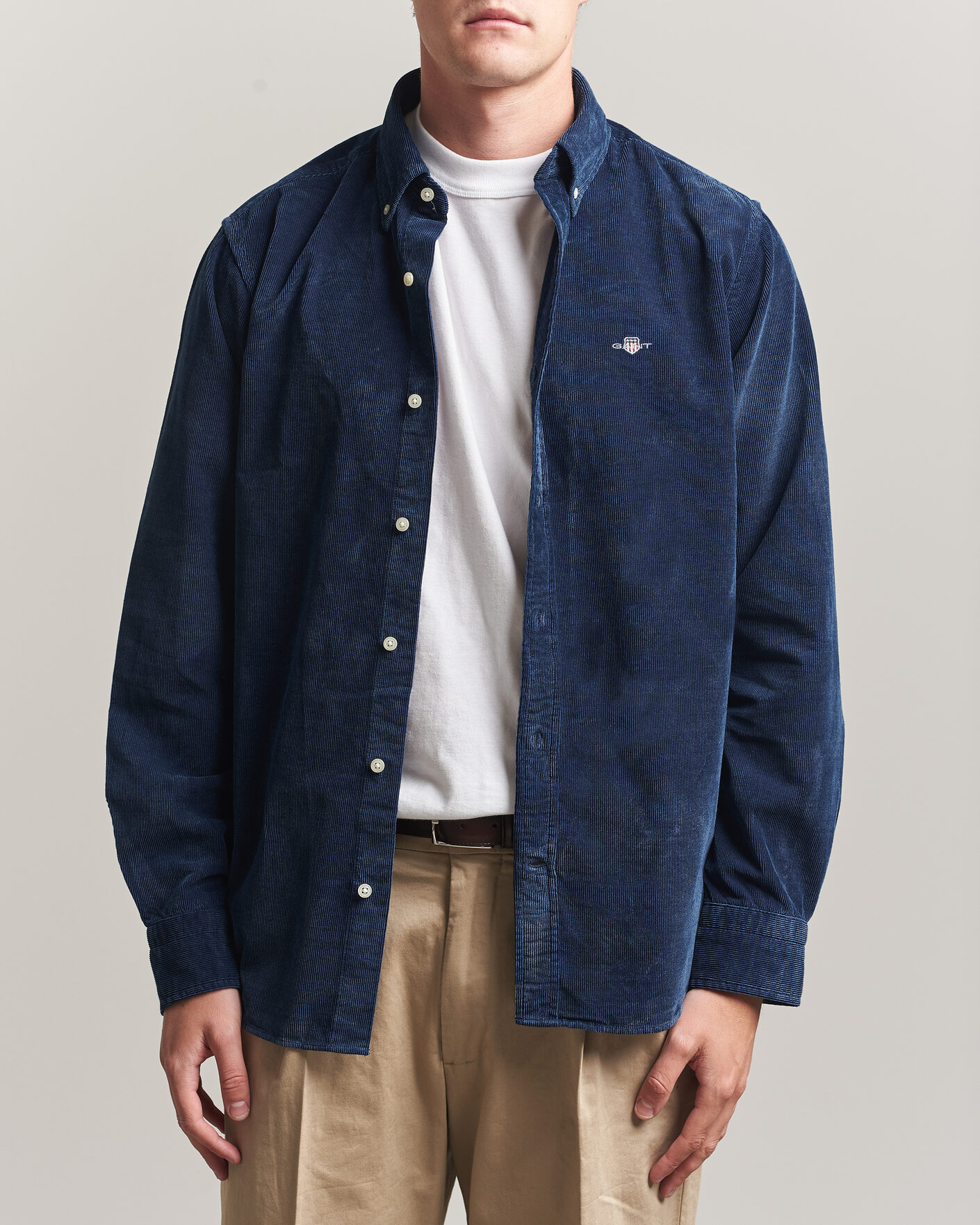 Hombres | Camisas | Gant | Indigo Corduroy Shirt Dark Blue