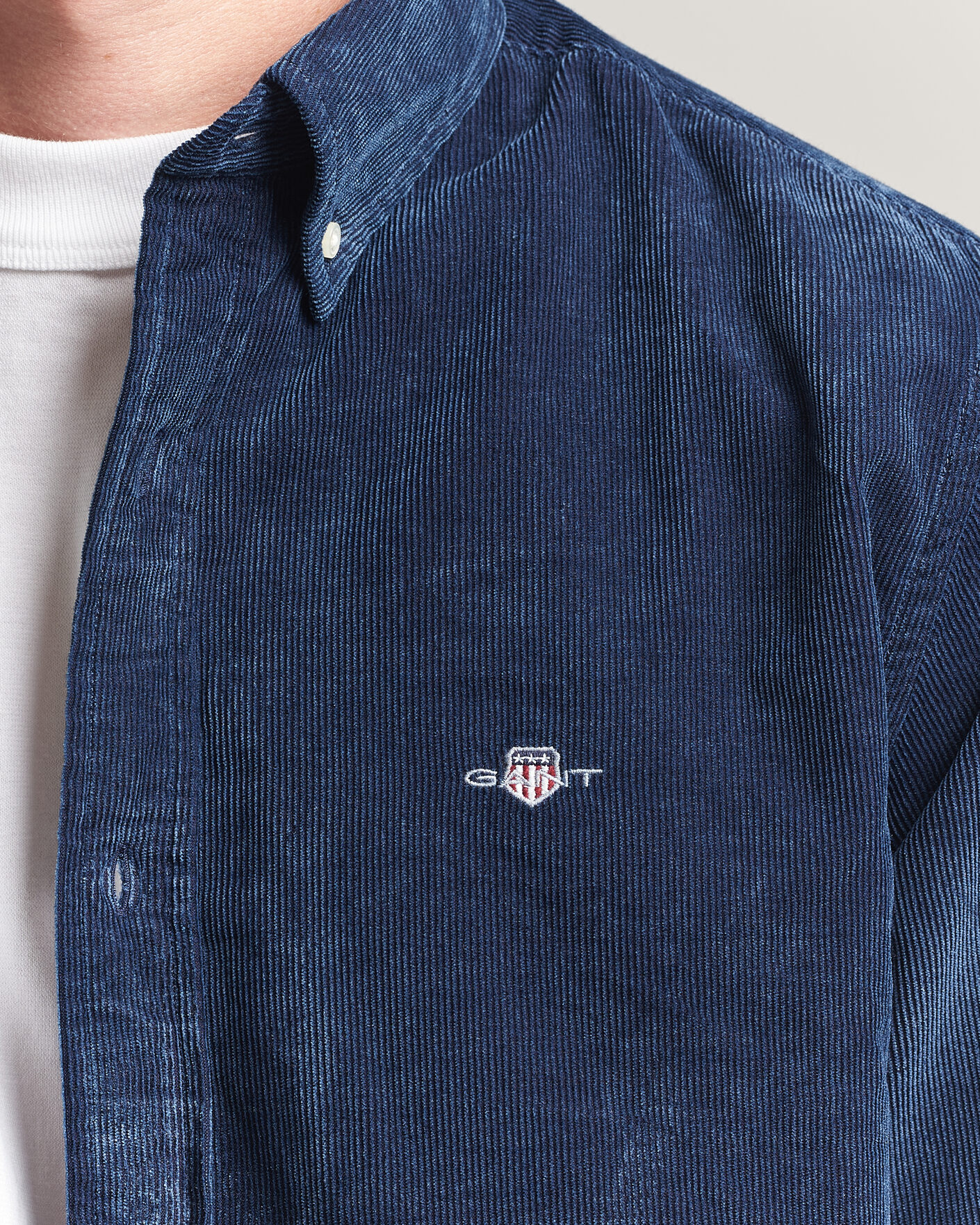 Hombres | Camisas | Gant | Indigo Corduroy Shirt Dark Blue