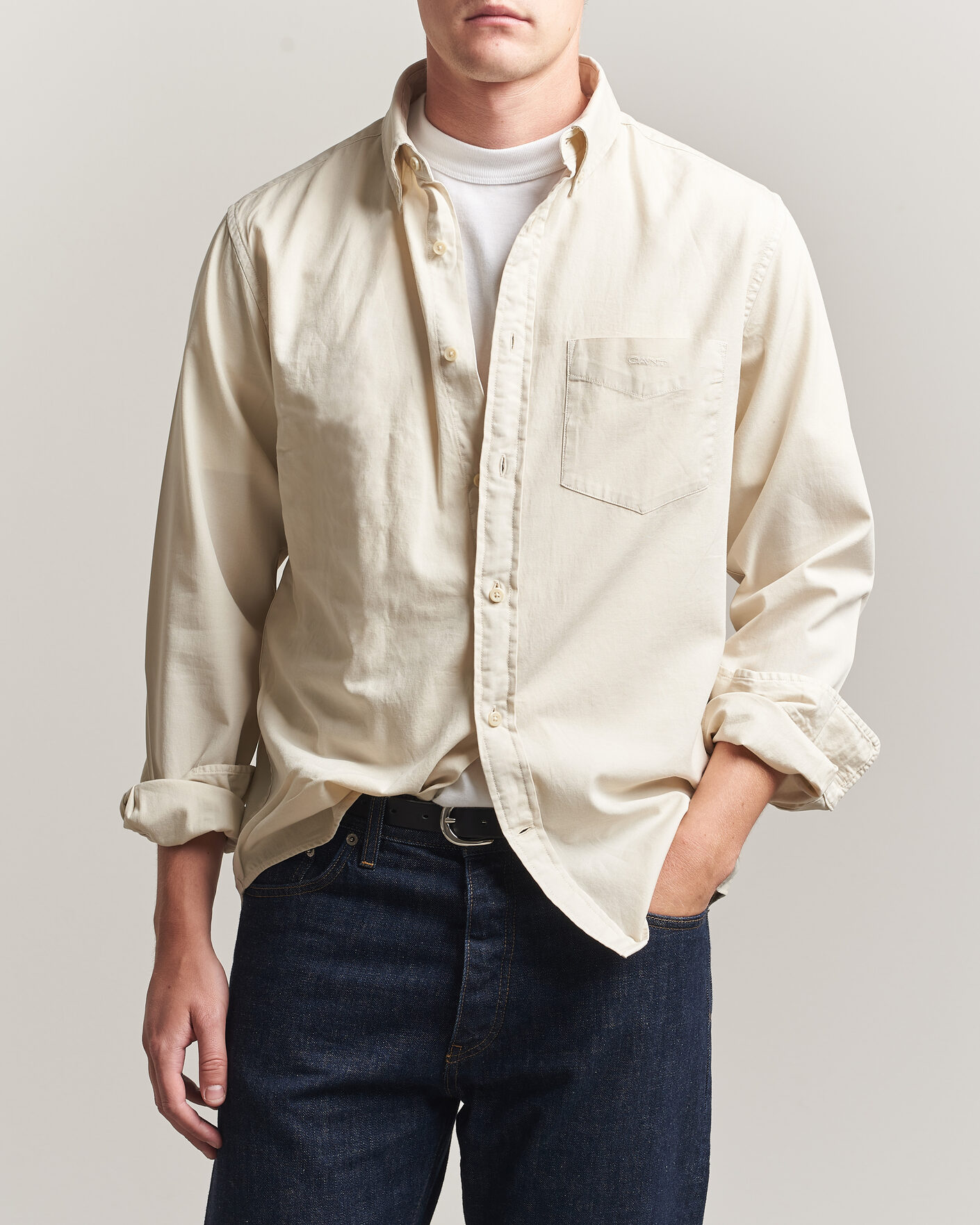 Hombres | Camisas | Gant | Regular Fit Garment Dyed Twill Shirt Sand