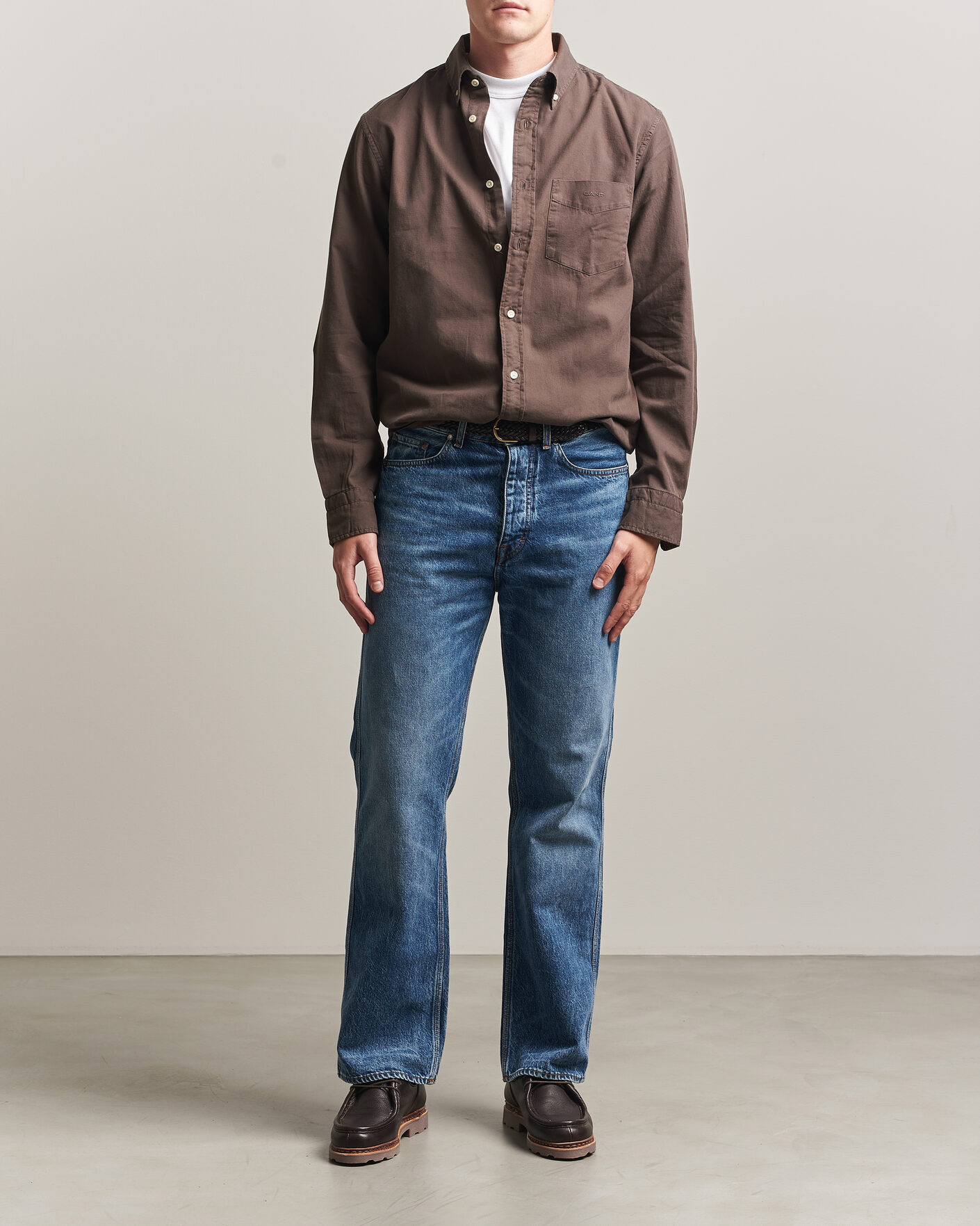 Hombres | Camisas | Gant | Regular Fit Garment Dyed Twill Shirt Shadow Brown