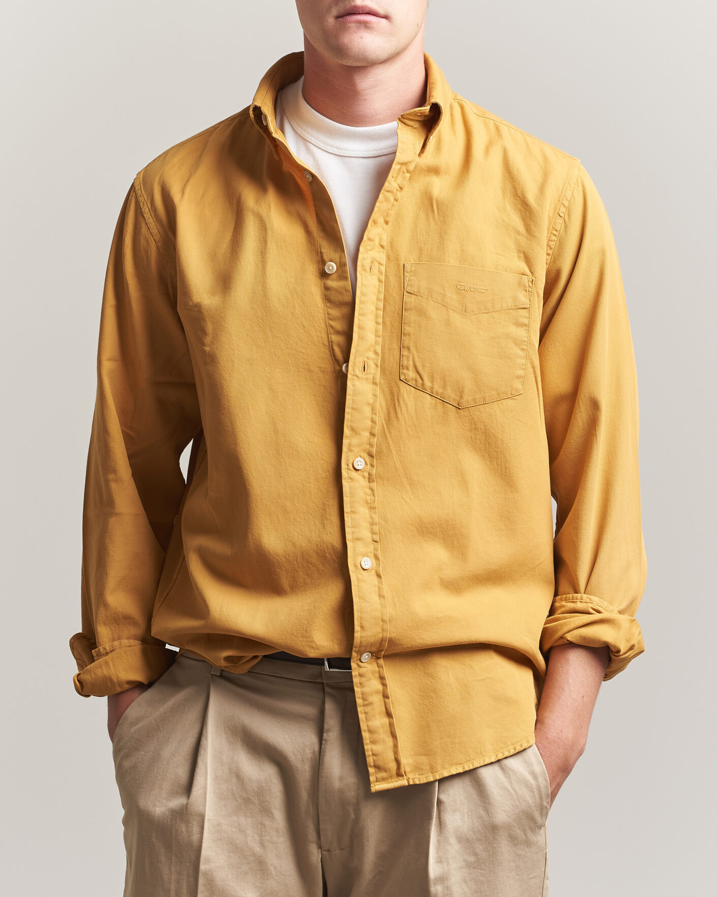 Hombres | Camisas | Gant | Regular Fit Garment Dyed Twill Shirt Turmeric Shine