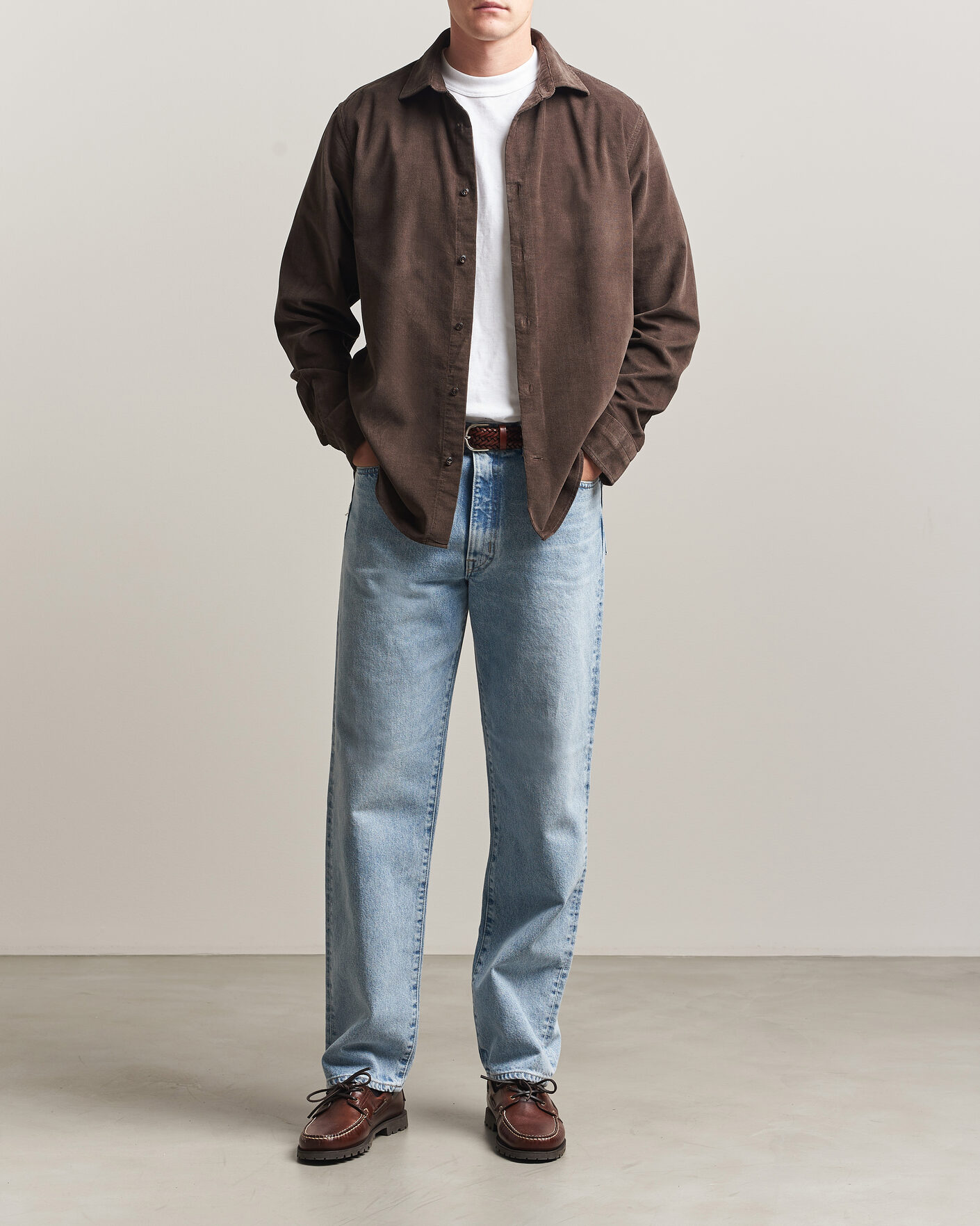 Hombres | Camisas | Gant | Regular Fit Baby Cord Shirt Shadow Brown