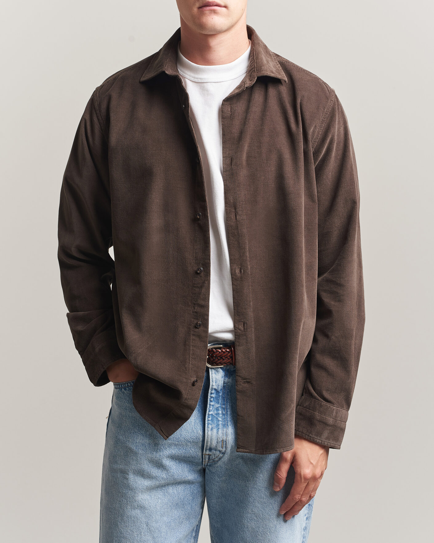 Hombres | Camisas | Gant | Regular Fit Baby Cord Shirt Shadow Brown