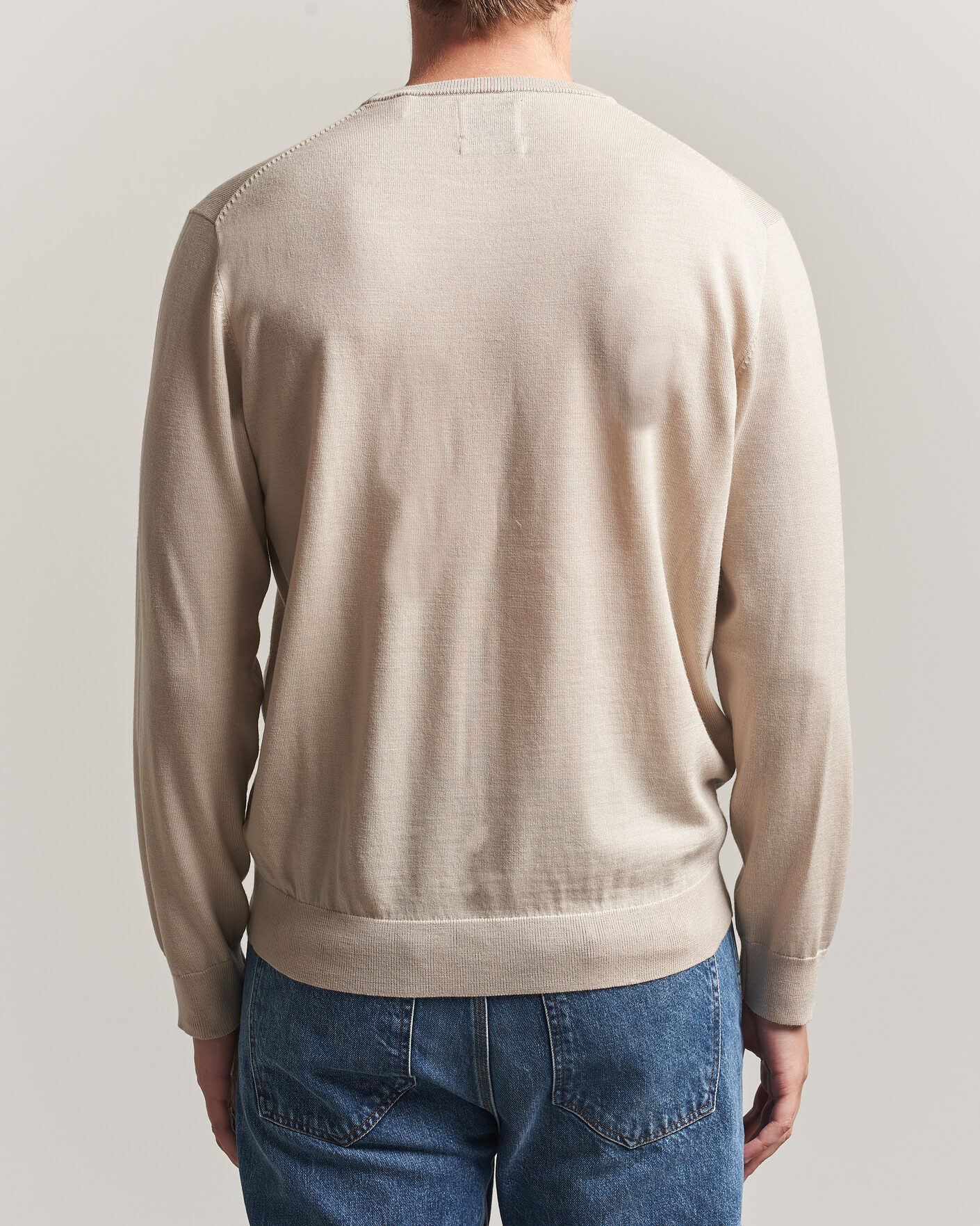 Hombres | Jerséis y prendas de punto | Gant | Extrafine Merino Knitted Crew Neck Clay Beige