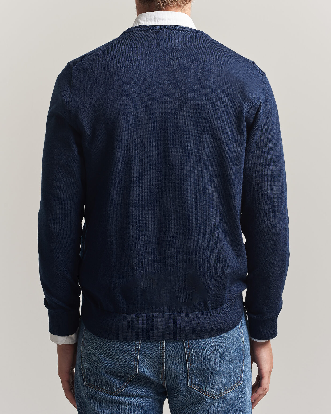 Hombres | Jerséis y prendas de punto | Gant | Extrafine Merino Knitted Crew Neck Marine