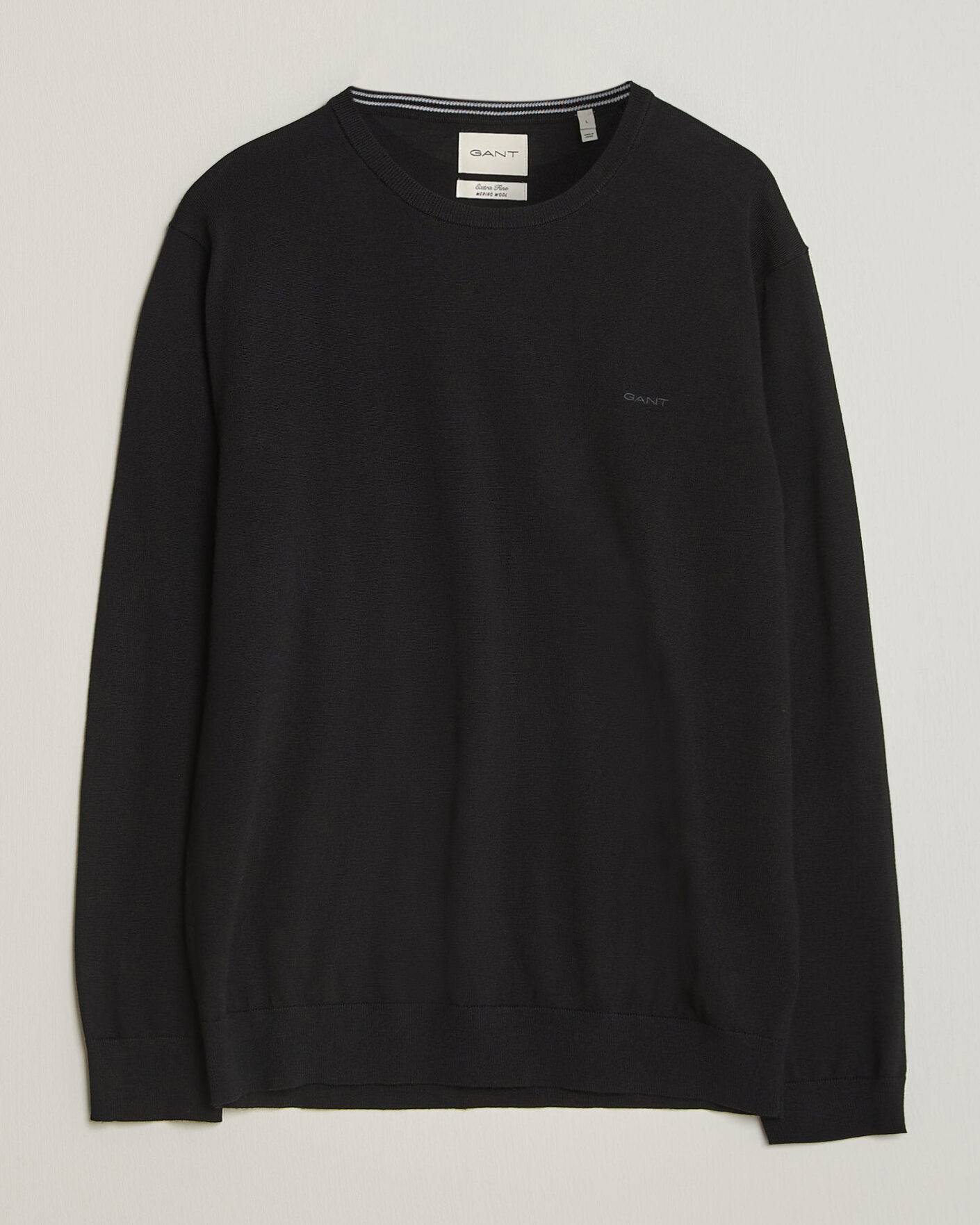 Hombres | Jerséis y prendas de punto | Gant | Extrafine Merino Knitted Crew Neck Black