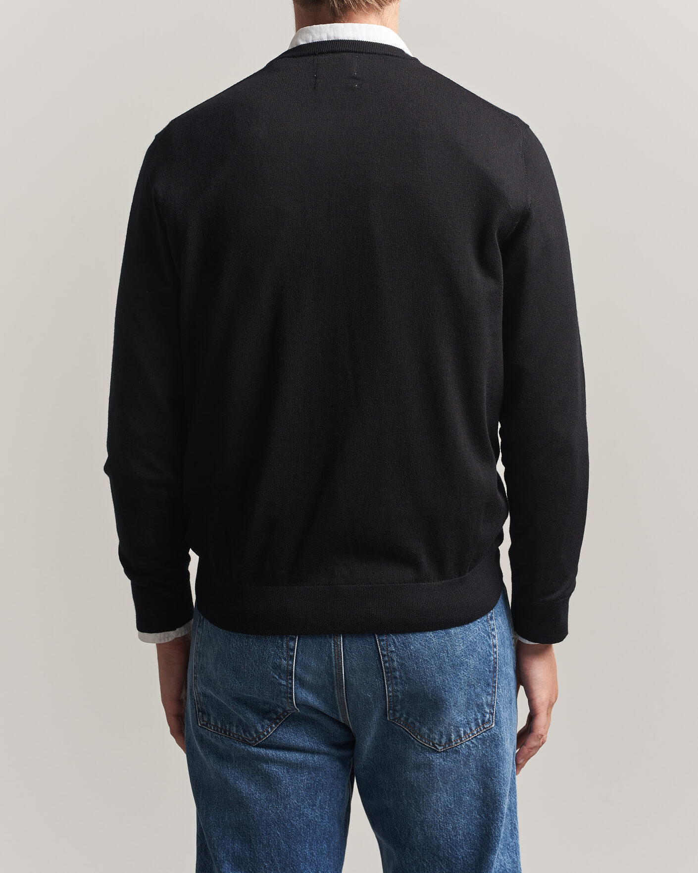 Hombres | Jerséis y prendas de punto | Gant | Extrafine Merino Knitted Crew Neck Black