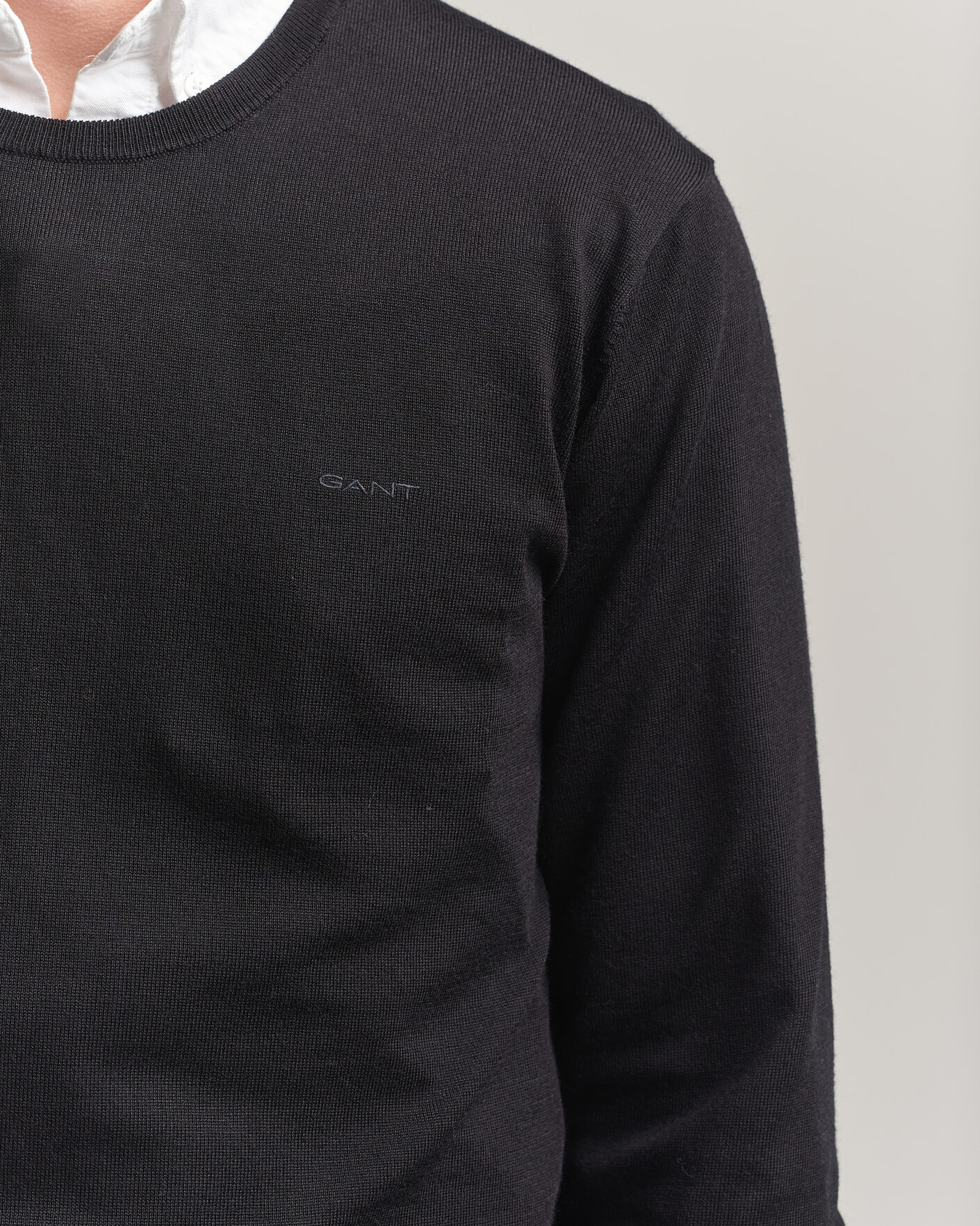 Hombres | Jerséis y prendas de punto | Gant | Extrafine Merino Knitted Crew Neck Black