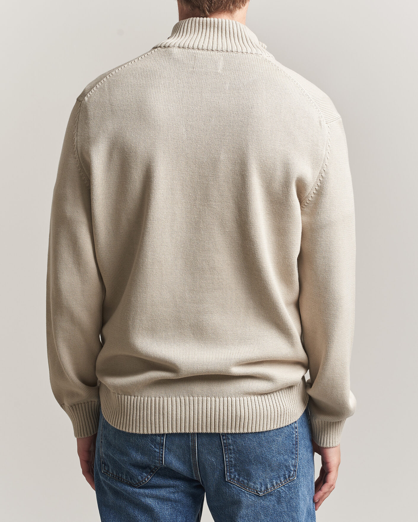Hombres | Jerséis y prendas de punto | Gant | Casual Cotton Knitted Half Zip Clay Beige