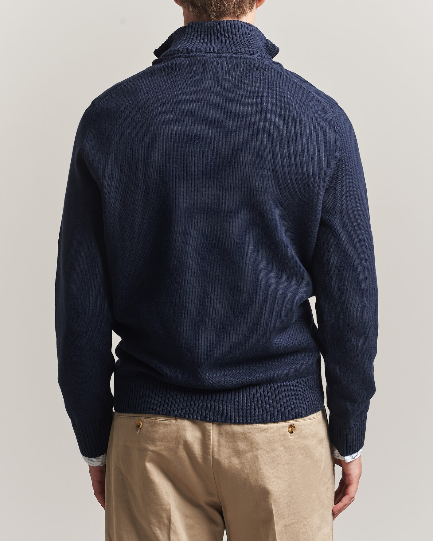 Hombres | Jerséis y prendas de punto | Gant | Casual Cotton Knitted Half Zip Evening Blue