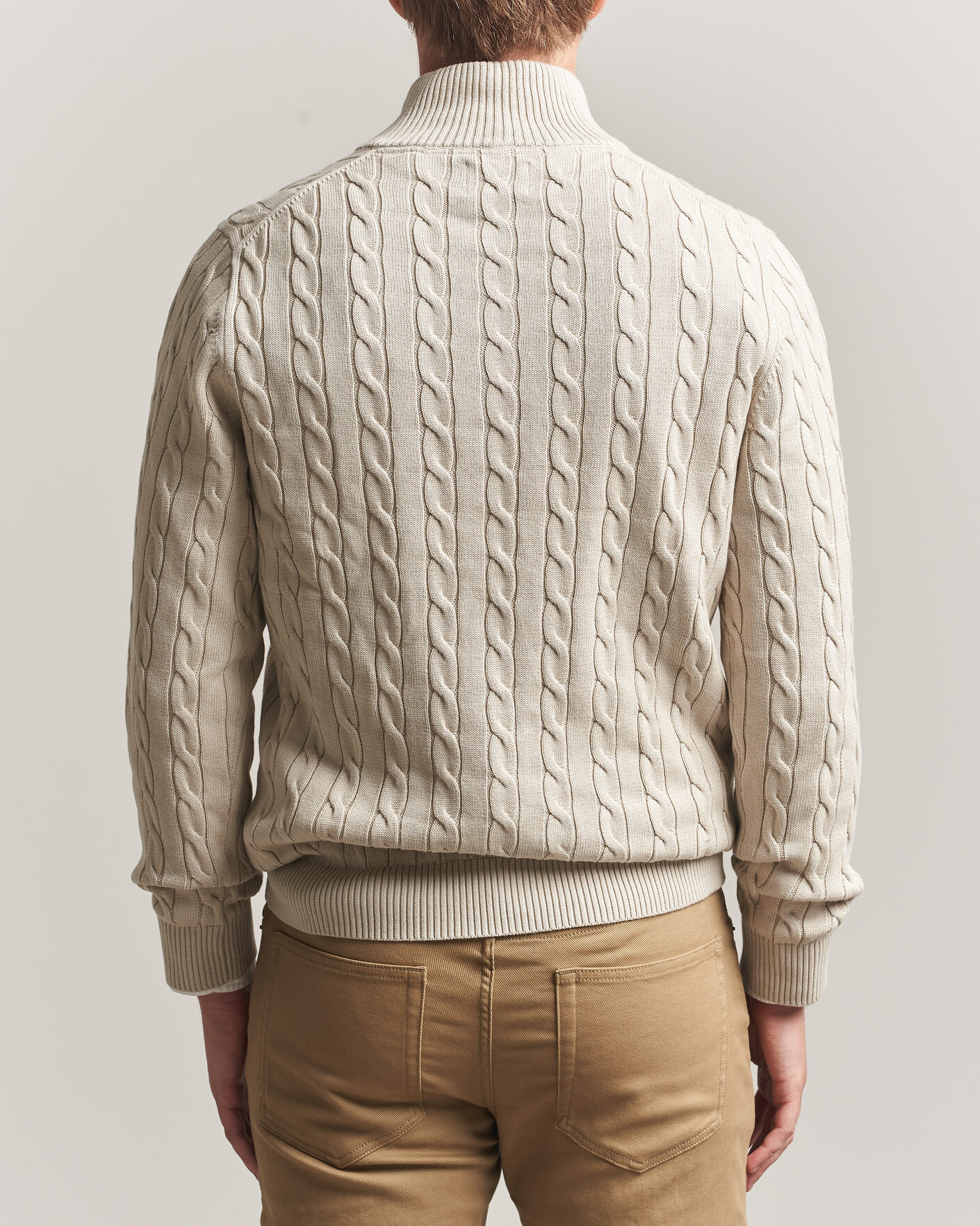 Hombres | Jerséis y prendas de punto | Gant | Cotton Cable Half Zip Clay Beige