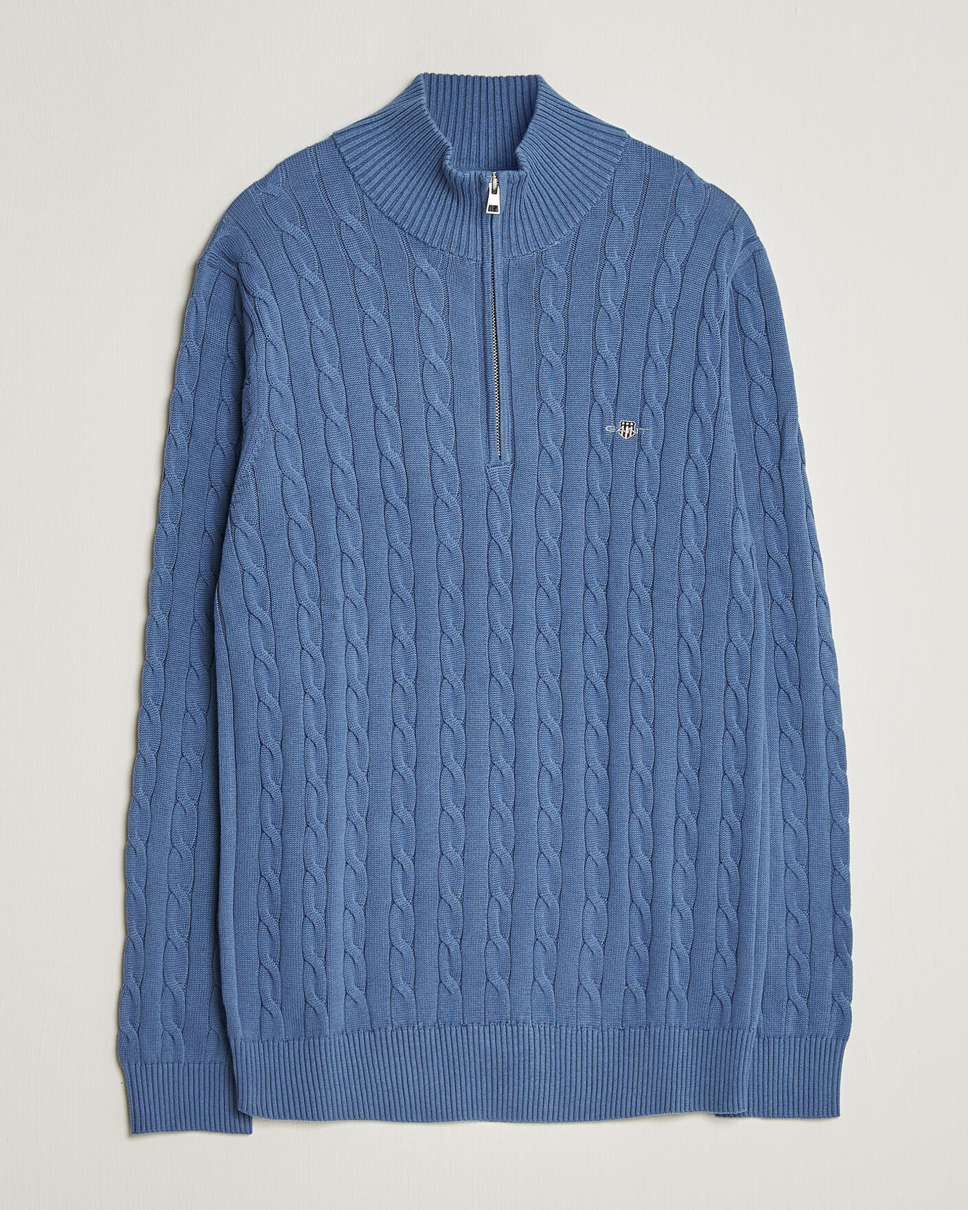 Hombres | Jerséis y prendas de punto | Gant | Cotton Cable Half Zip Blue Horizon
