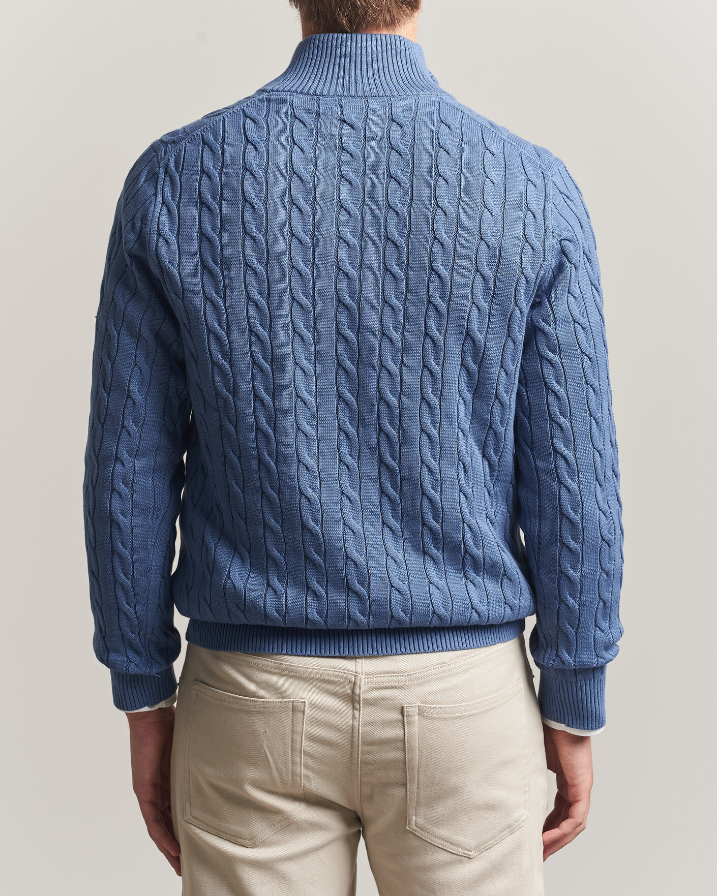 Hombres | Jerséis y prendas de punto | Gant | Cotton Cable Half Zip Blue Horizon